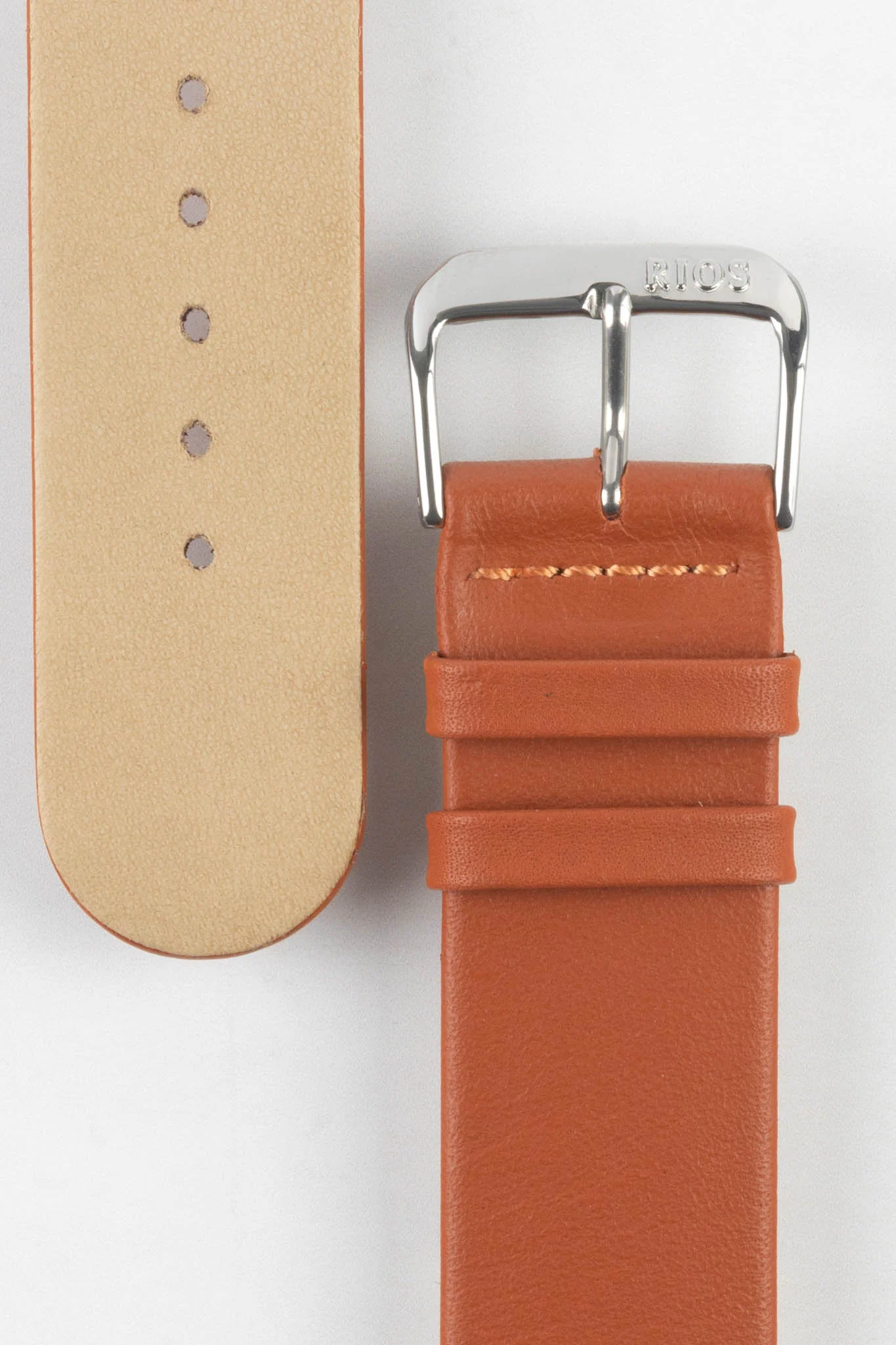 RIOS1931 CLASSIC Low-Profile Leather Watch Strap in COGNAC - Image 3