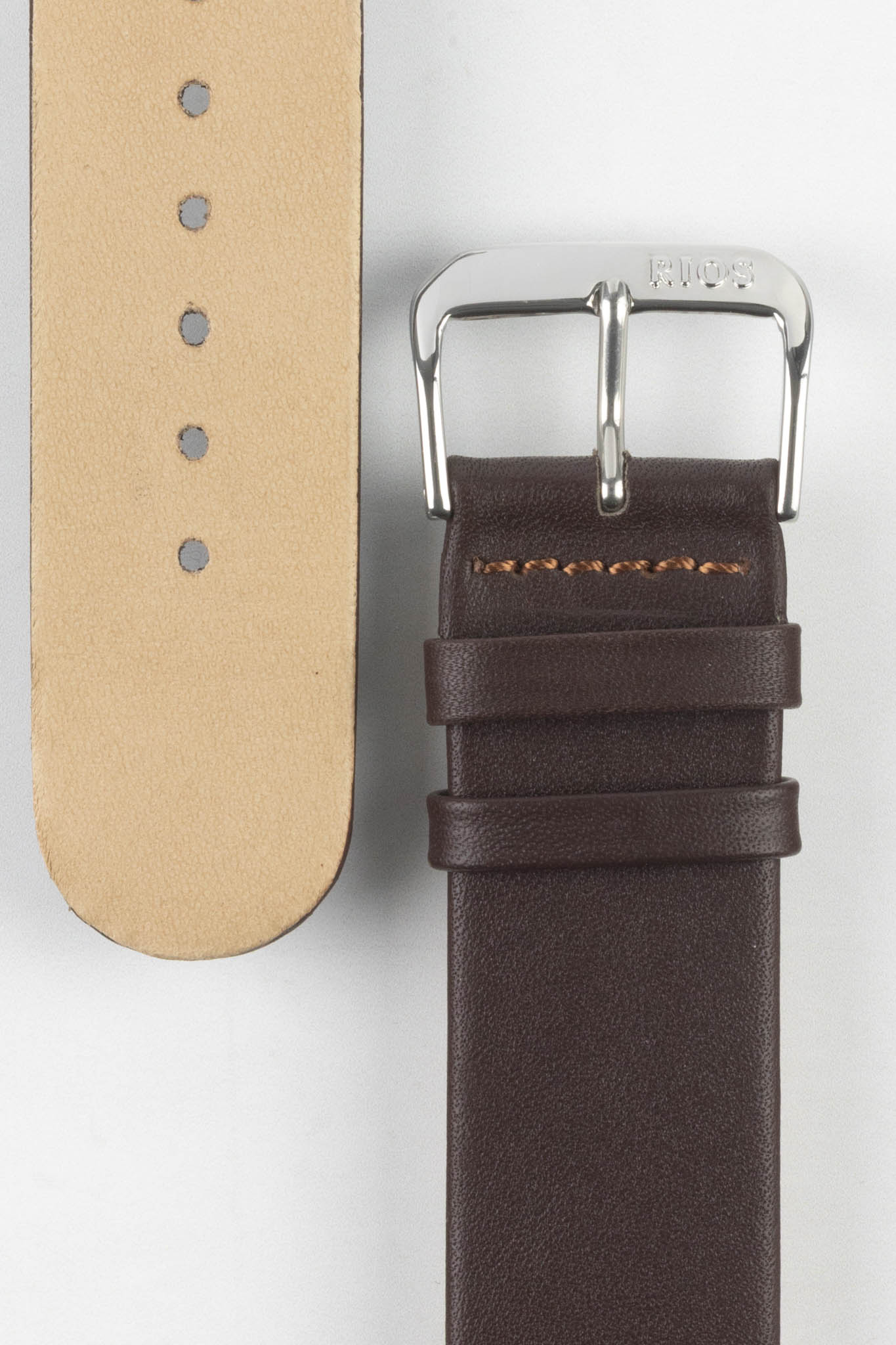 RIOS1931 CLASSIC Low-Profile Leather Watch Strap in MOCHA - Image 3