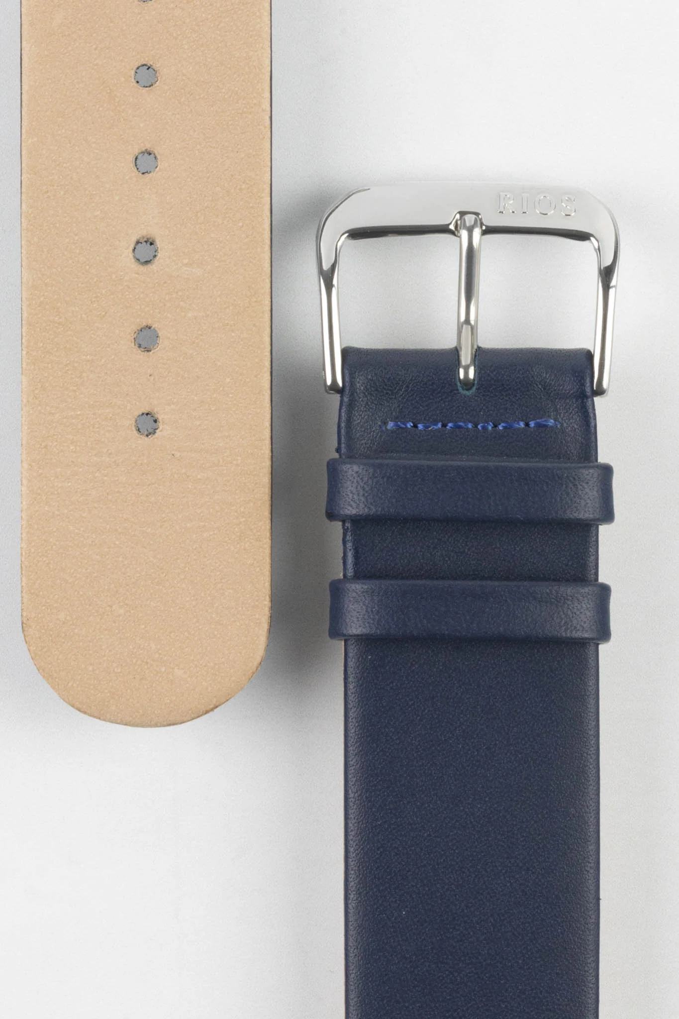 RIOS1931 CLASSIC Low-Profile Leather Watch Strap in OCEAN BLUE - Image 3