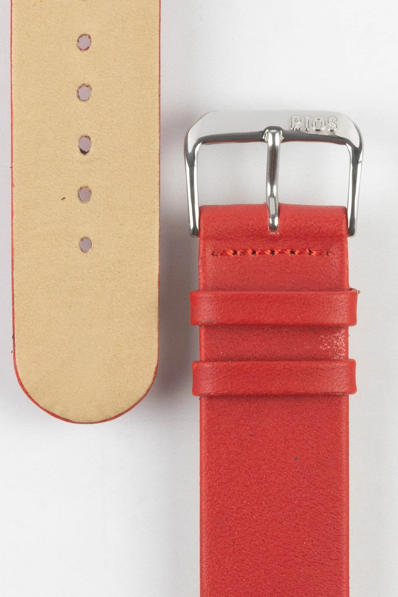 RIOS1931 CLASSIC Low-Profile Leather Watch Strap in RED - Image 3