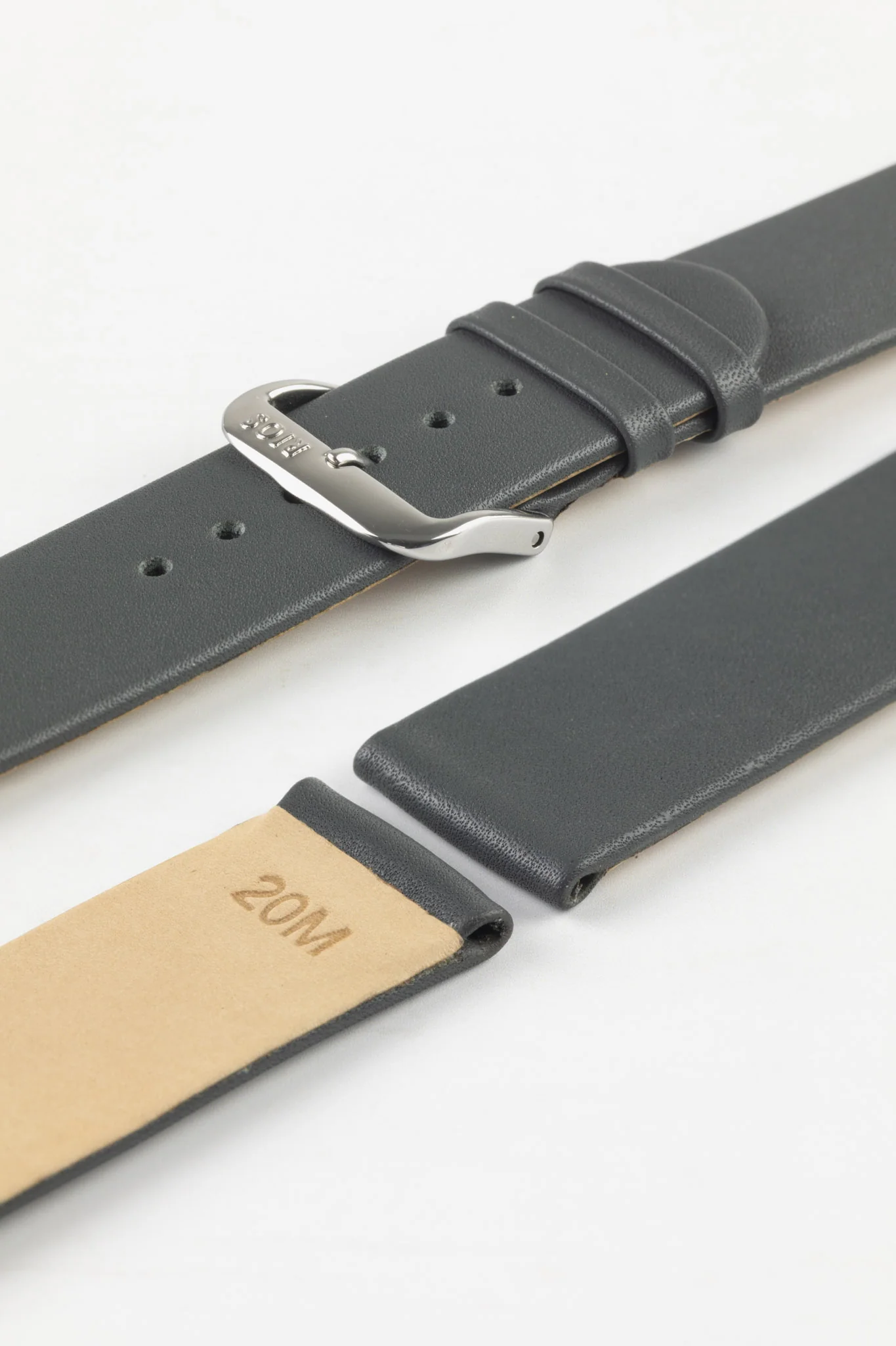 RIOS1931 CLASSIC Low-Profile Leather Watch Strap in STONE GREY - Image 7