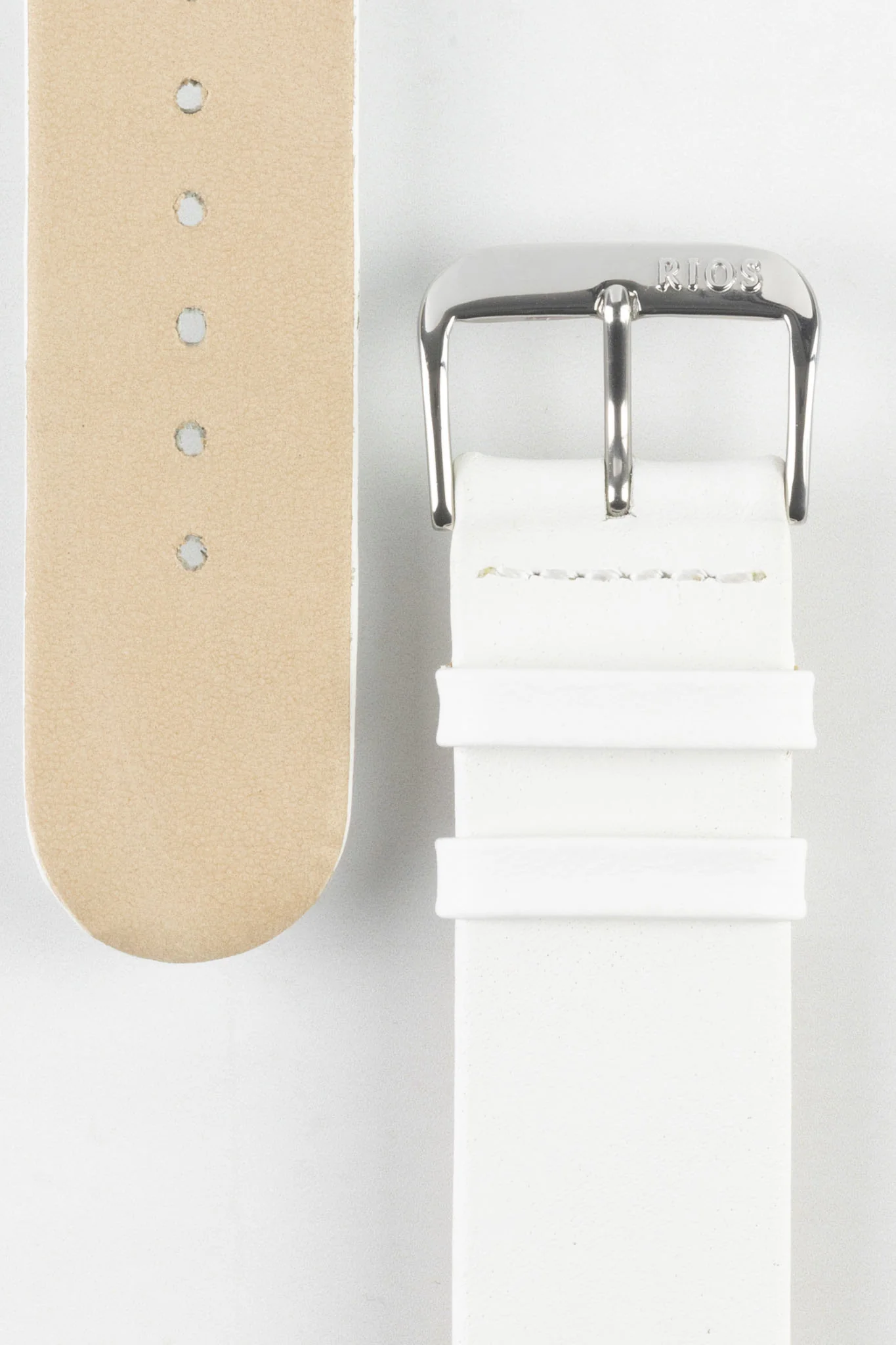 RIOS1931 CLASSIC Low-Profile Leather Watch Strap in WHITE - Image 4