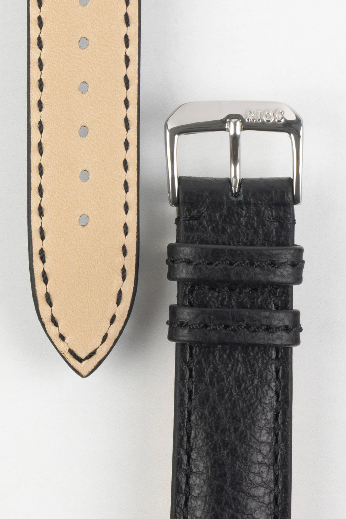 RIOS1931 COLORADO Genuine Buffalo Leather Watch Strap in BLACK - Image 2