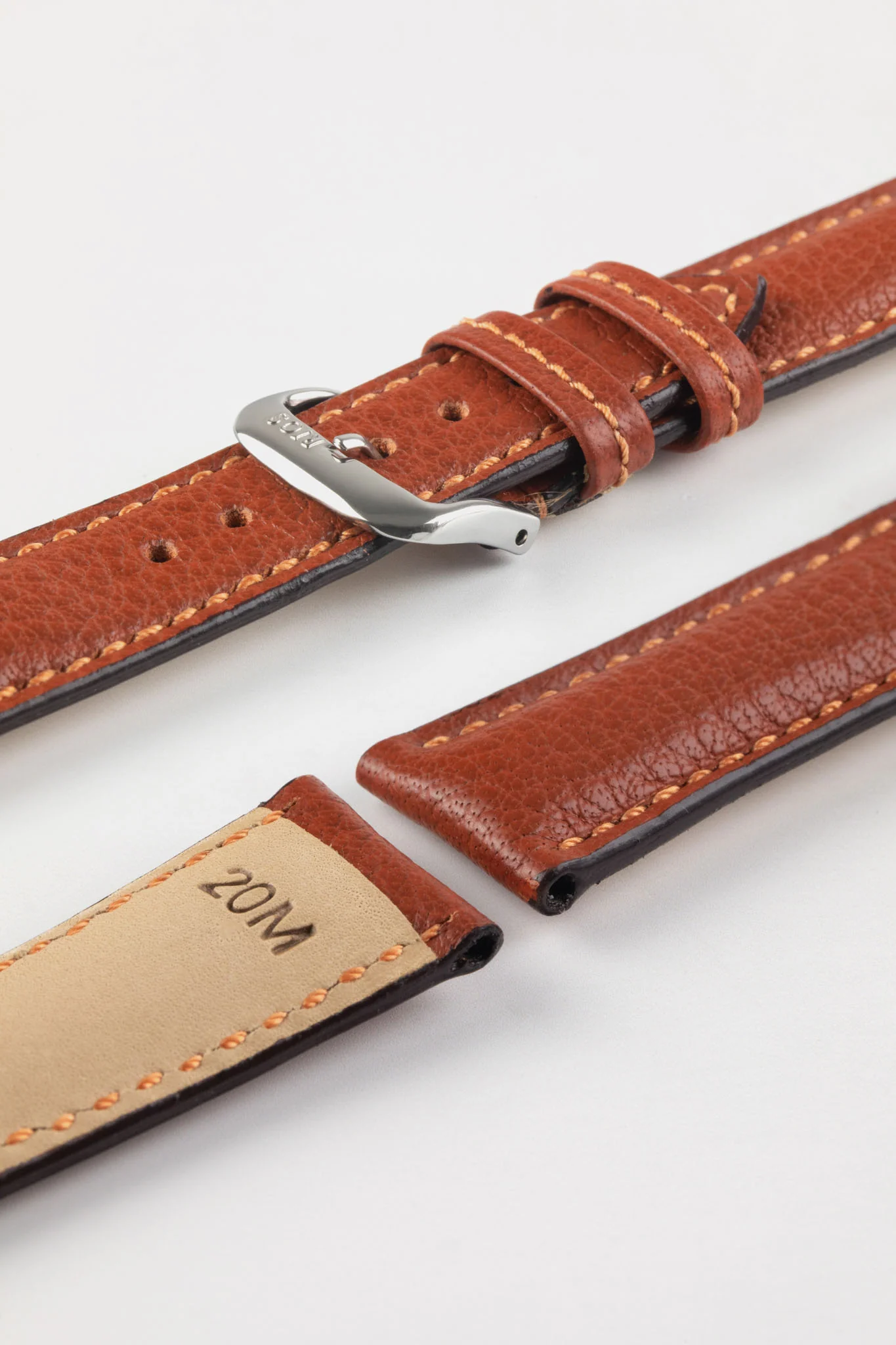 RIOS1931 COLORADO Genuine Buffalo Leather Watch Strap in COGNAC - Image 4