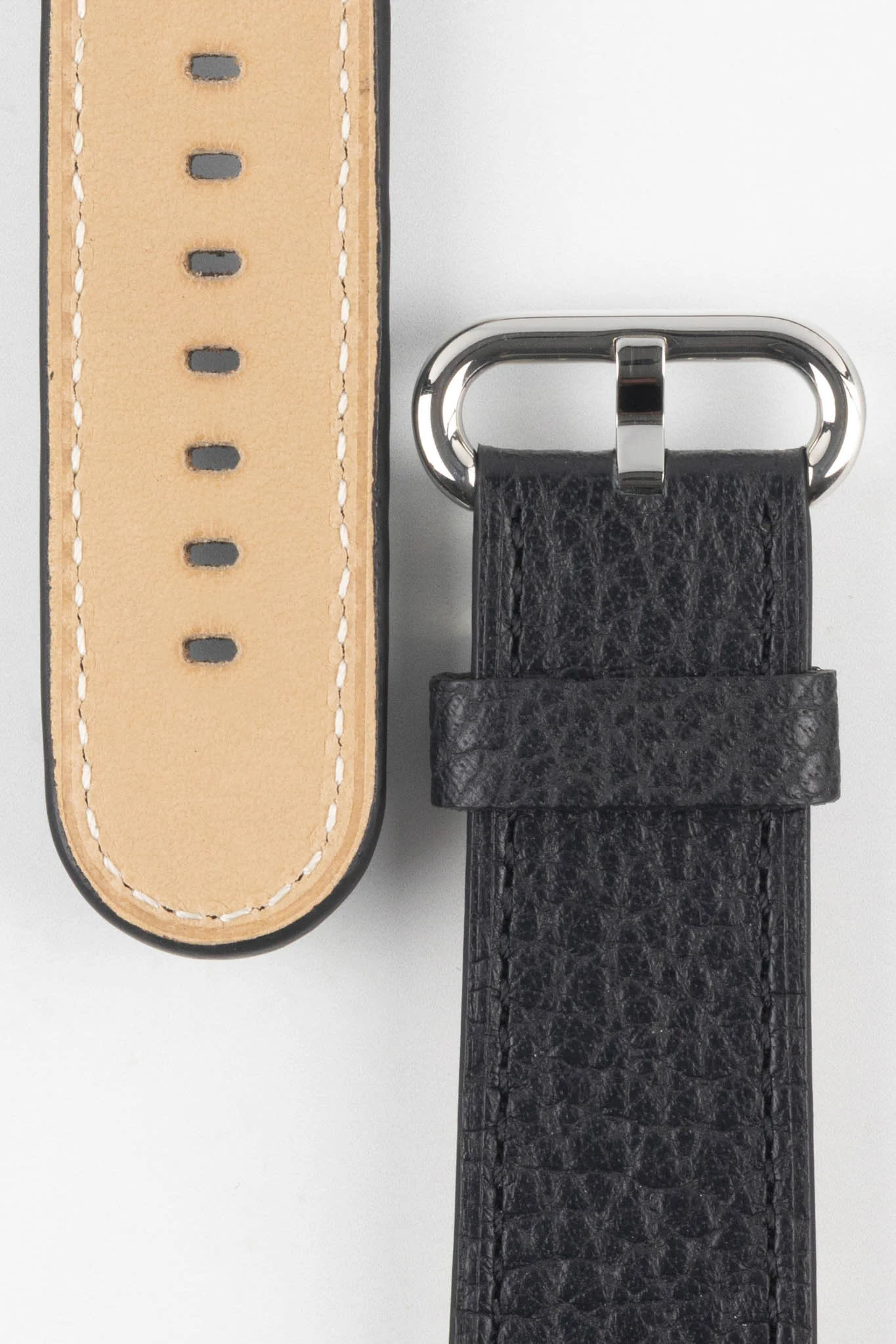 RIOS1931 CONNECT Buffalo Leather Watch Strap for 42 / 44 / 45mm / Ultra Apple Watch in BLACK - Image 3
