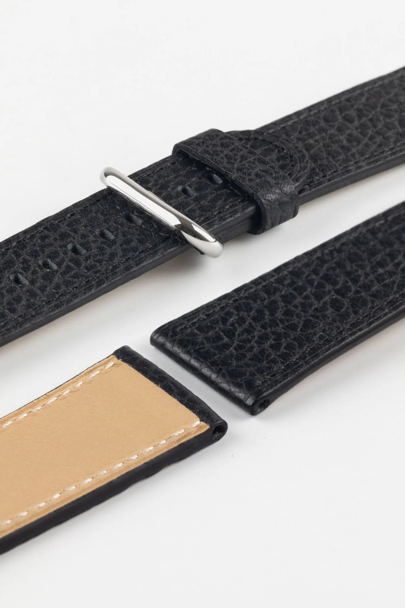 RIOS1931 CONNECT Buffalo Leather Watch Strap for 42 / 44 / 45mm / Ultra Apple Watch in BLACK - Image 5