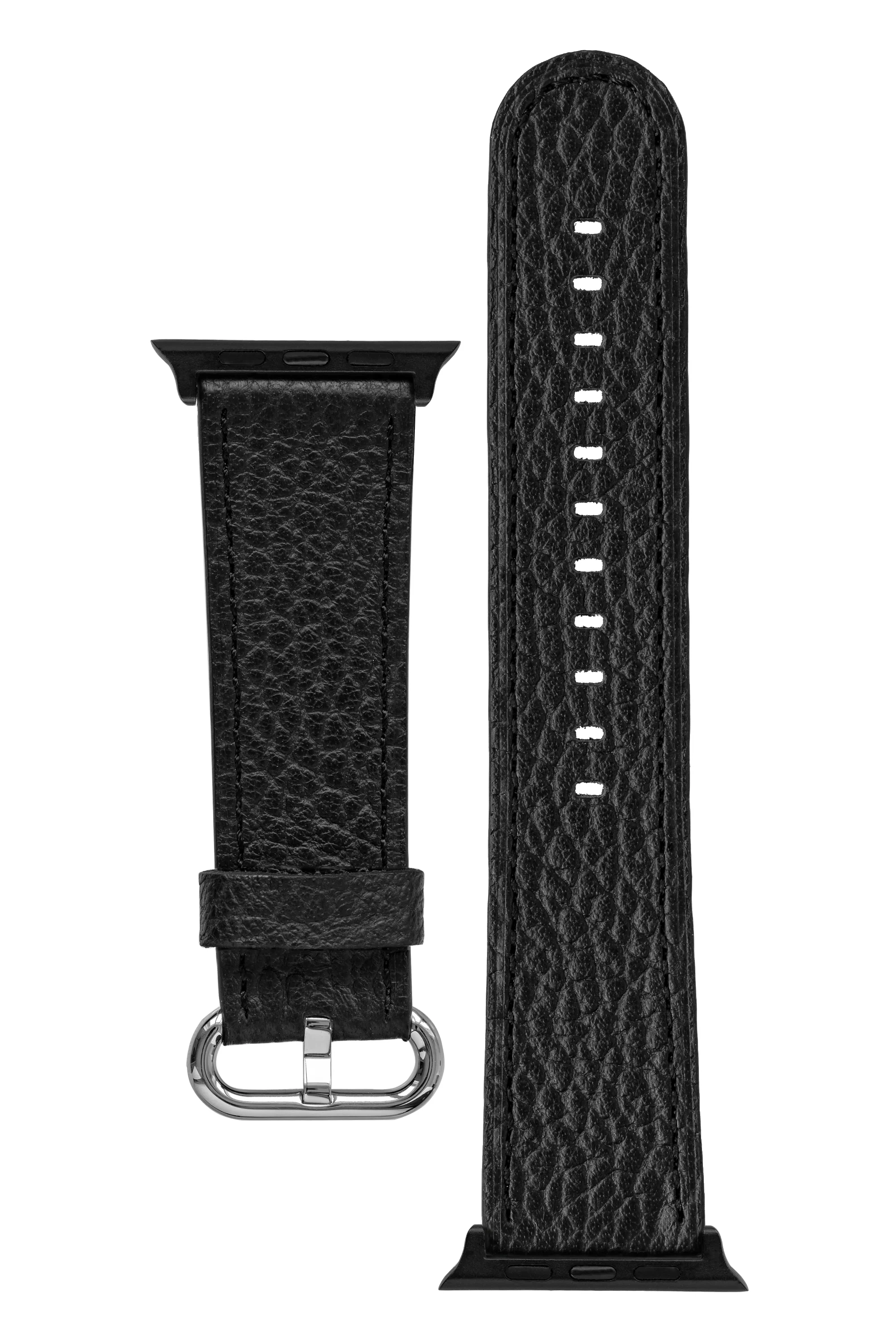 RIOS1931 CONNECT Buffalo Leather Watch Strap for 42 / 44 / 45mm / Ultra Apple Watch in BLACK - Image 7