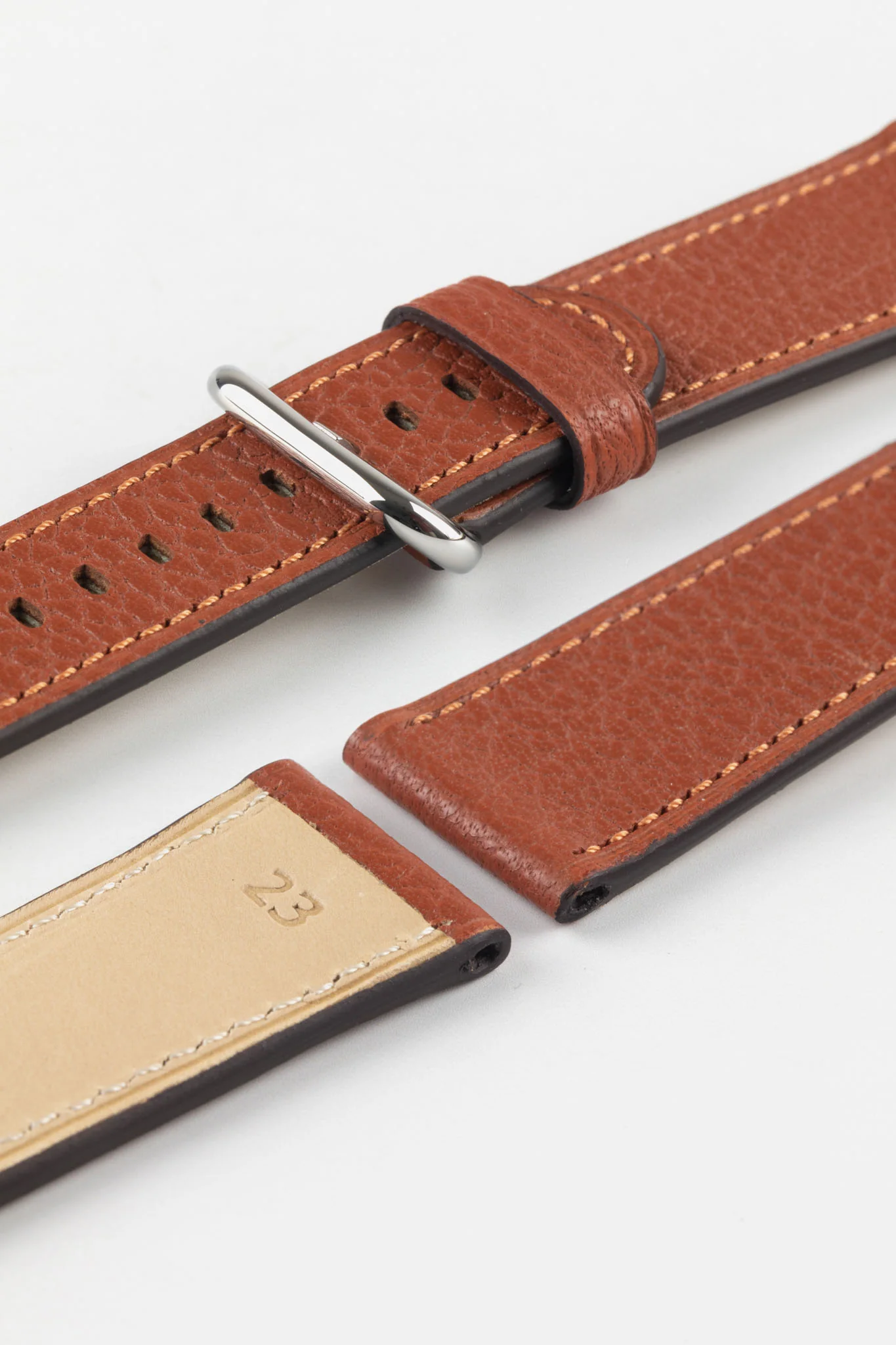 RIOS1931 CONNECT Buffalo Leather Watch Strap for 42 / 44 / 45mm / Ultra Apple Watch in COGNAC - Image 5