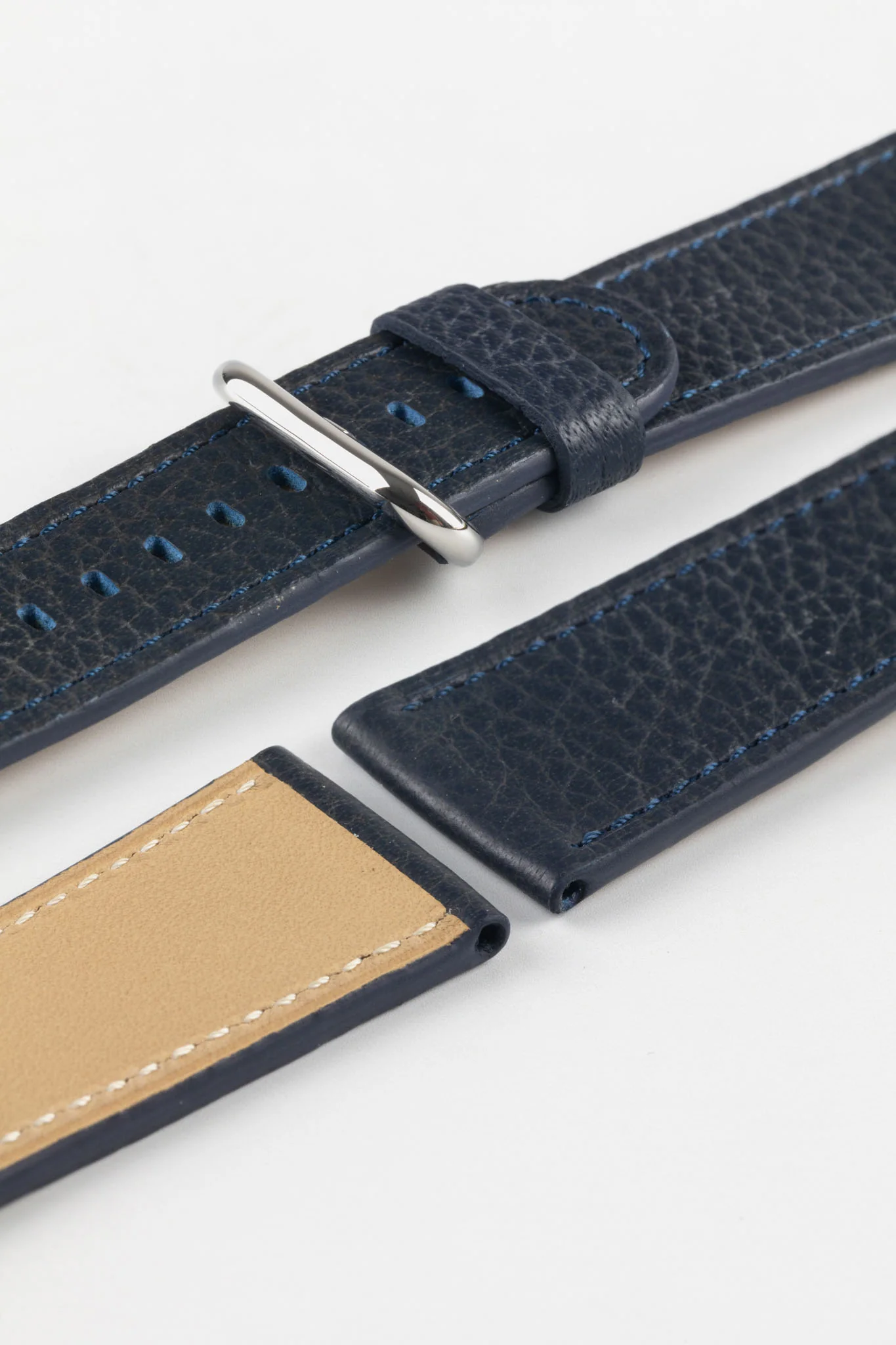 RIOS1931 CONNECT Buffalo Leather Watch Strap for 42 / 44 / 45mm / Ultra Apple Watch in OCEAN BLUE - Image 5