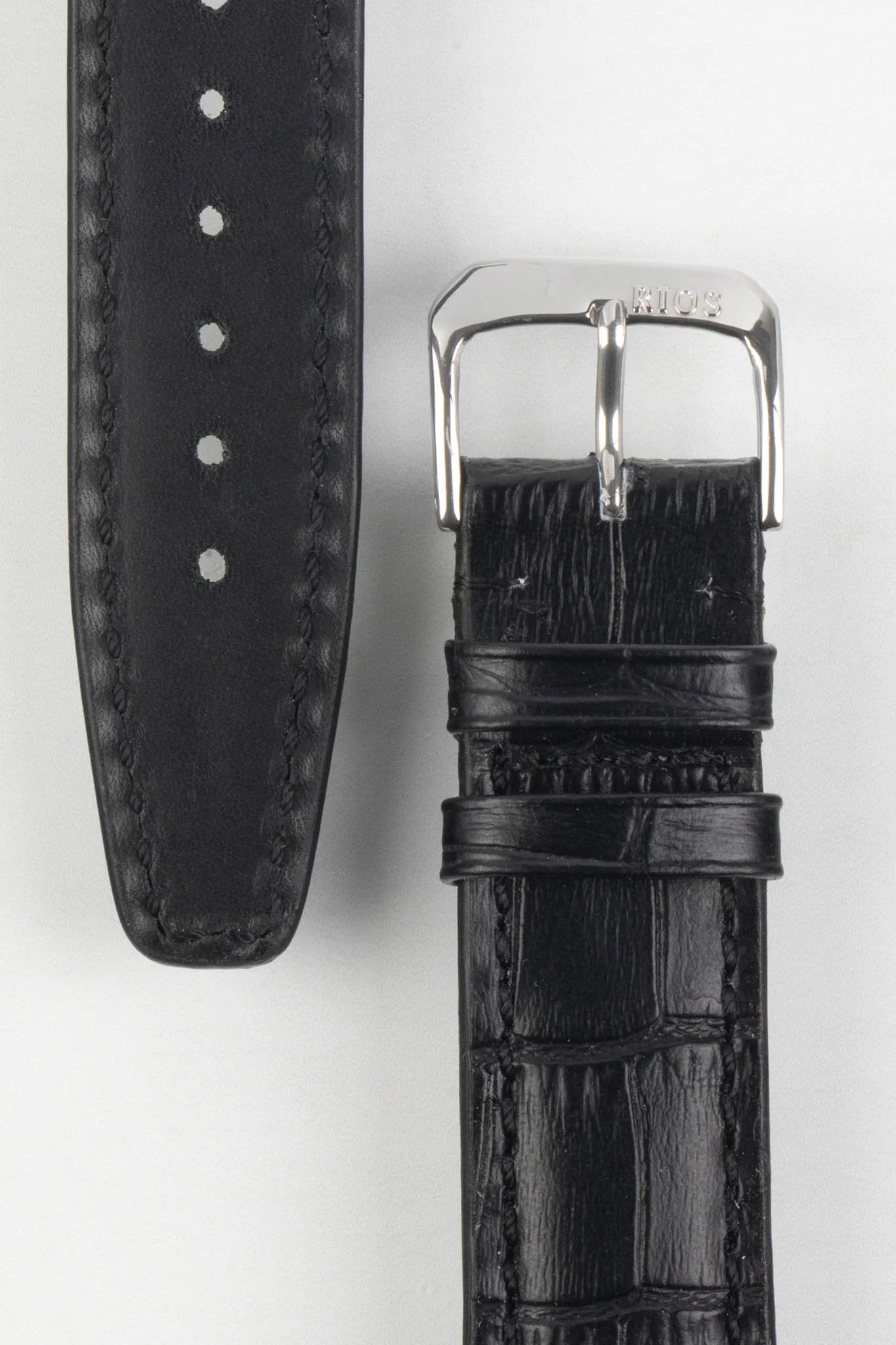 RIOS1931 DALLAS Alligator-Embossed Leather Watch Strap in BLACK - Image 3