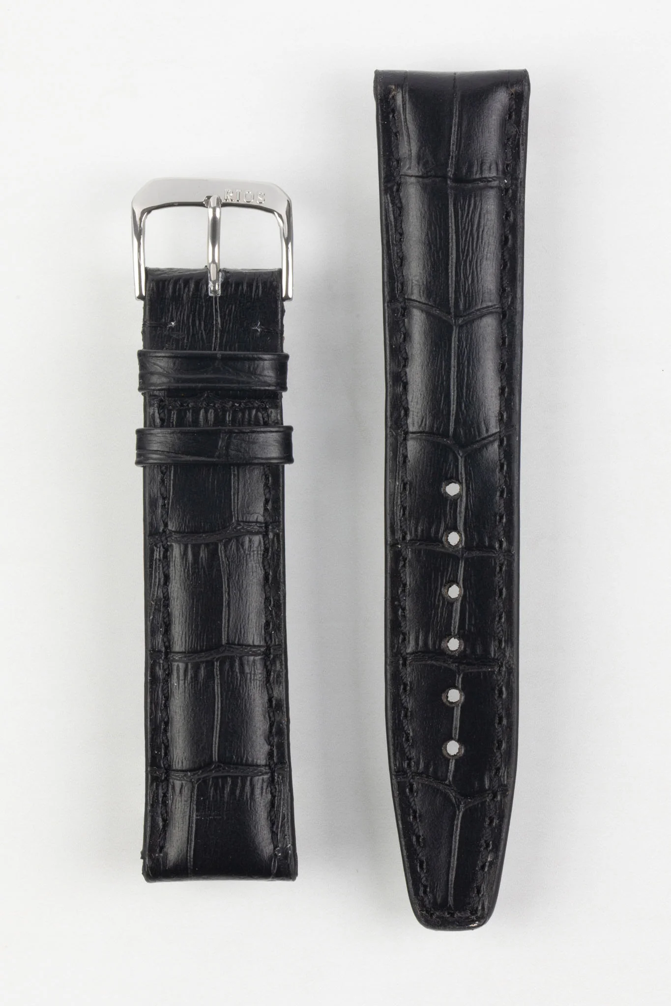 RIOS1931 DALLAS Alligator-Embossed Leather Watch Strap in BLACK - Image 7