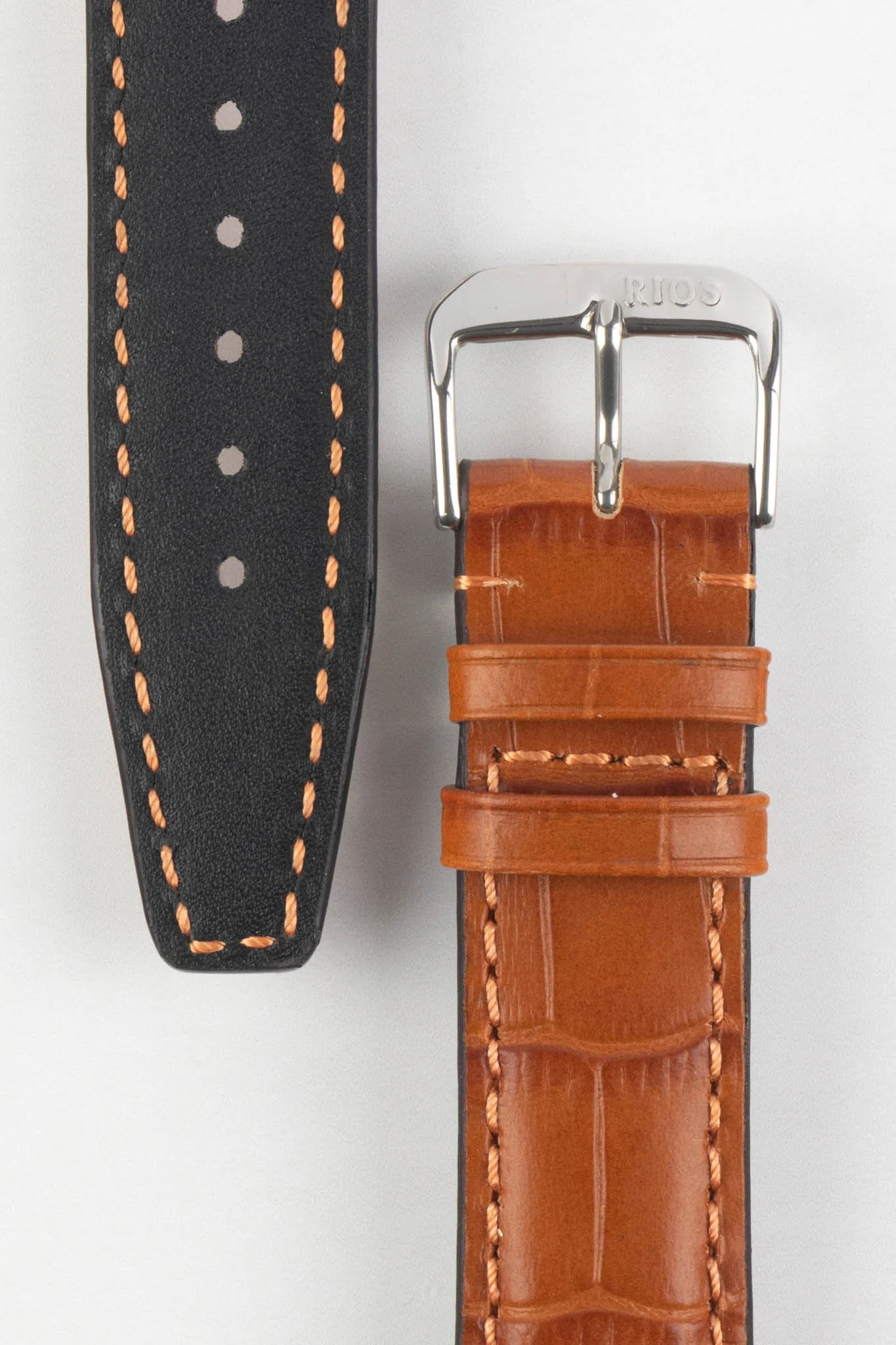 RIOS1931 DALLAS Alligator-Embossed Leather Watch Strap in COGNAC - Image 3