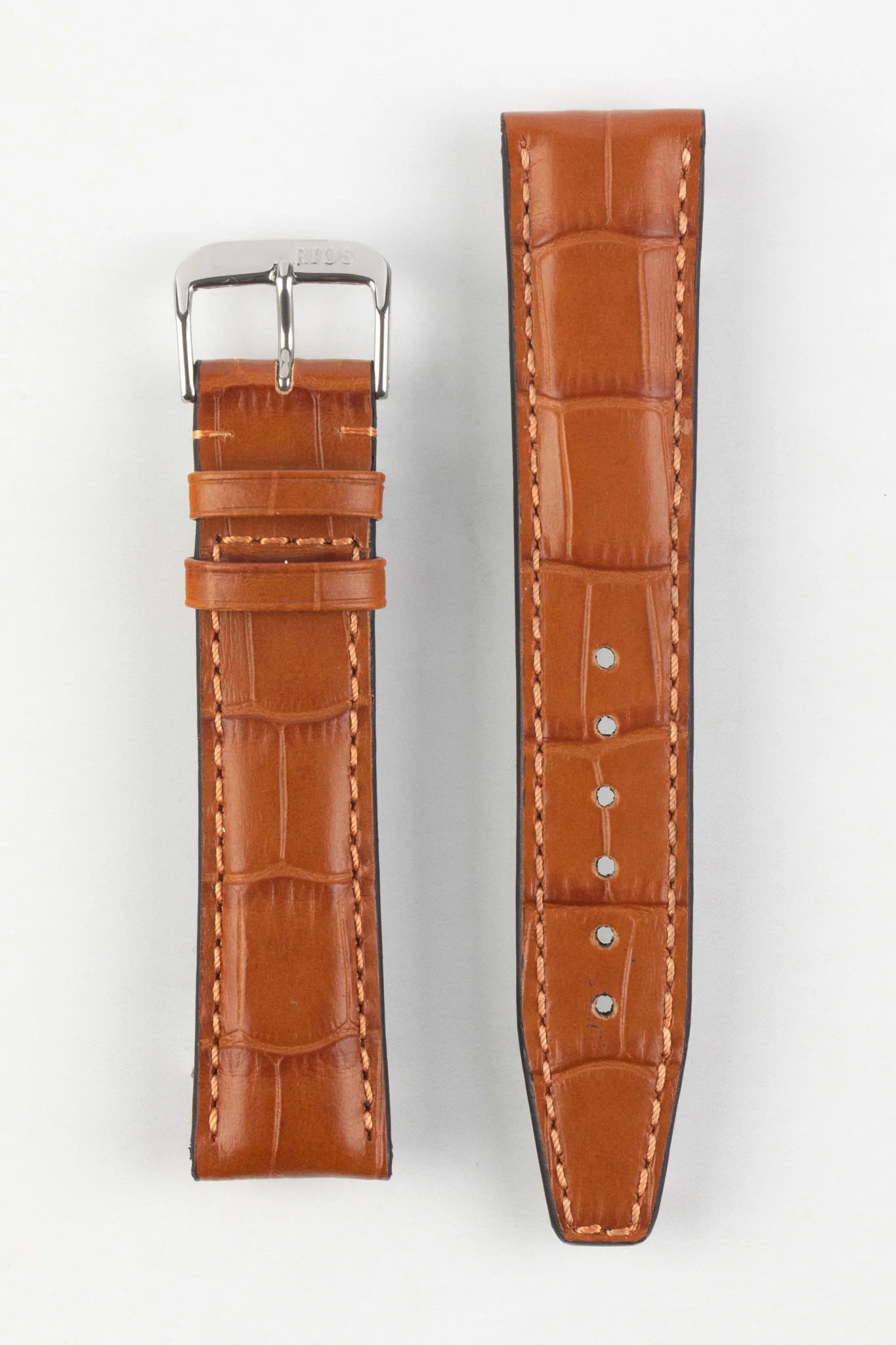 RIOS1931 DALLAS Alligator-Embossed Leather Watch Strap in COGNAC - Image 7