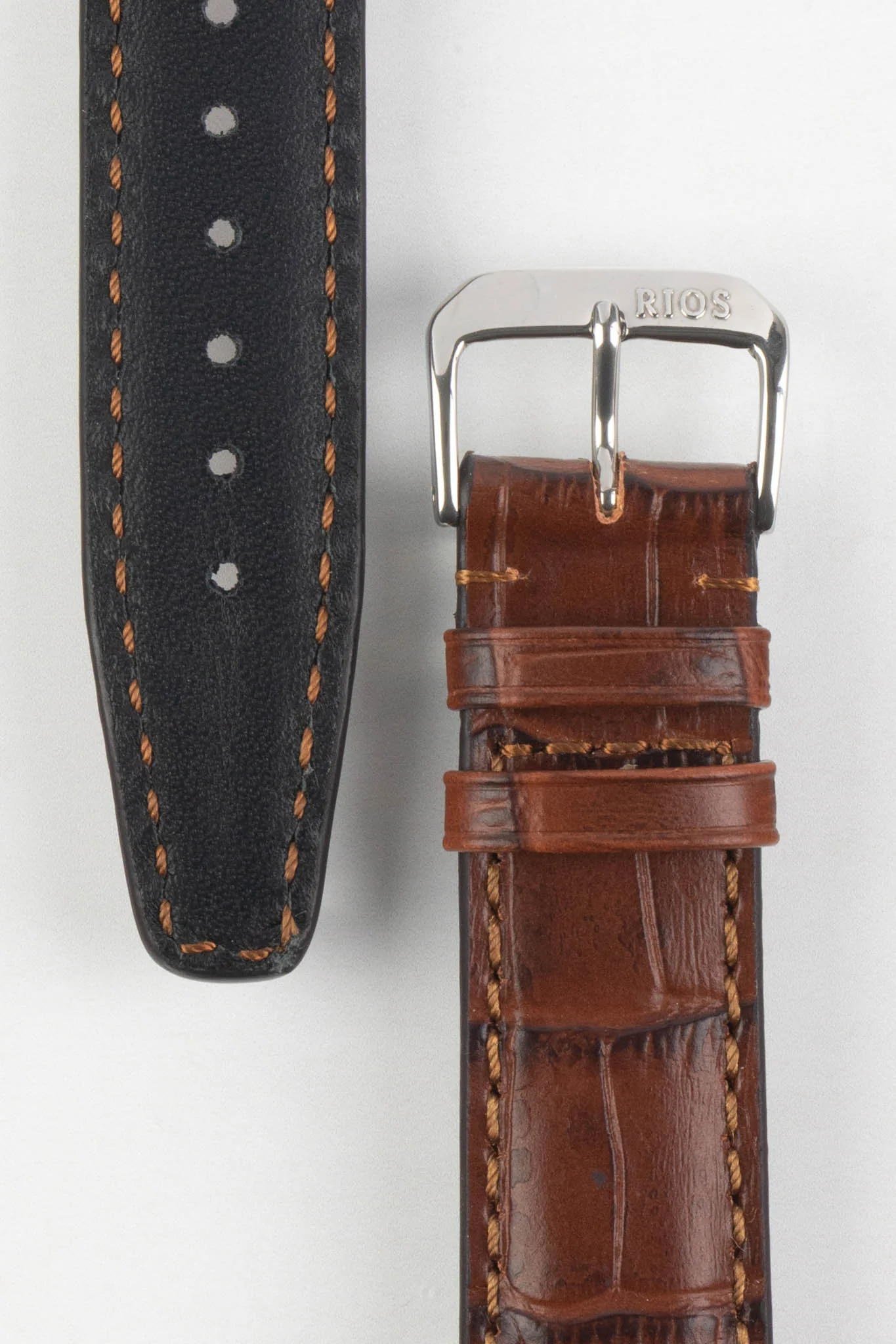 RIOS1931 DALLAS Alligator-Embossed Leather Watch Strap in MAHOGANY - Image 3