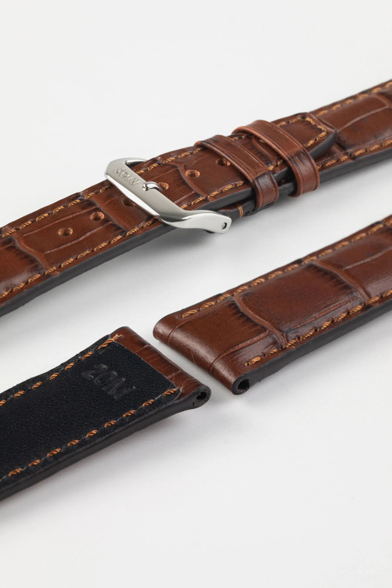 RIOS1931 DALLAS Alligator-Embossed Leather Watch Strap in MAHOGANY - Image 5