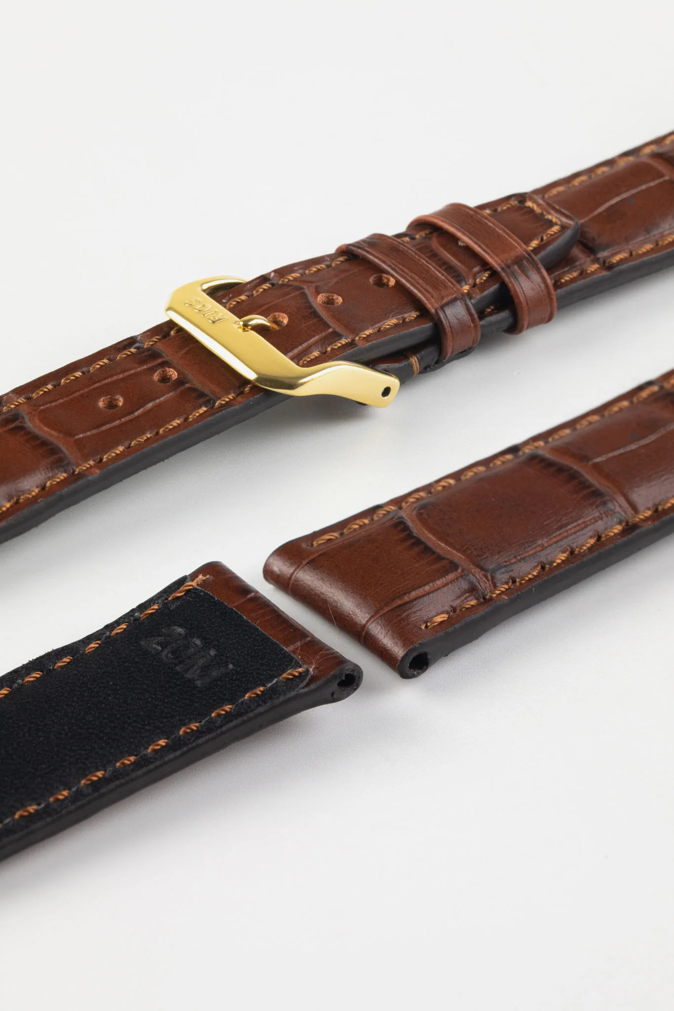 RIOS1931 DALLAS Alligator-Embossed Leather Watch Strap in MAHOGANY - Image 6