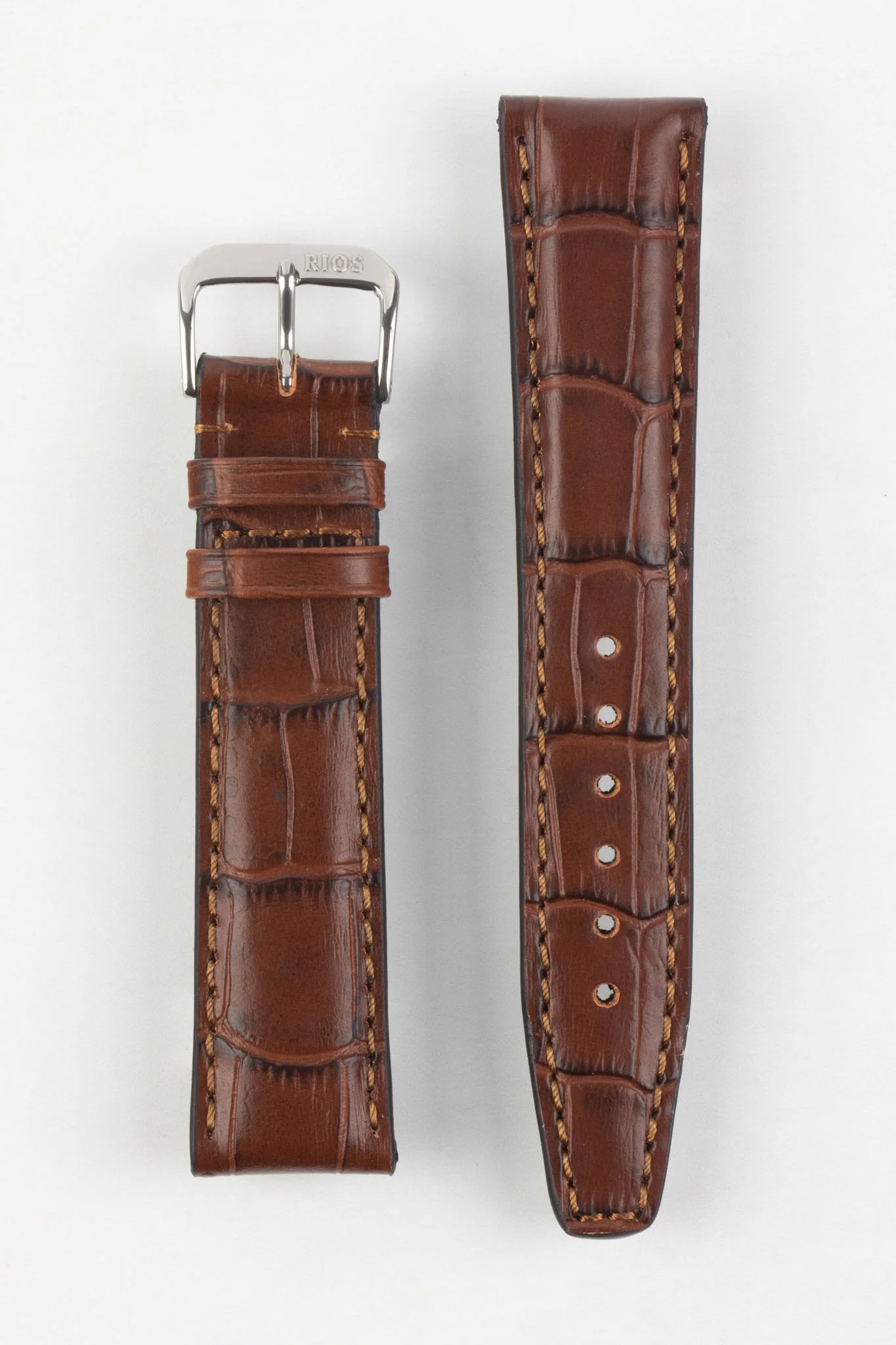 RIOS1931 DALLAS Alligator-Embossed Leather Watch Strap in MAHOGANY - Image 7
