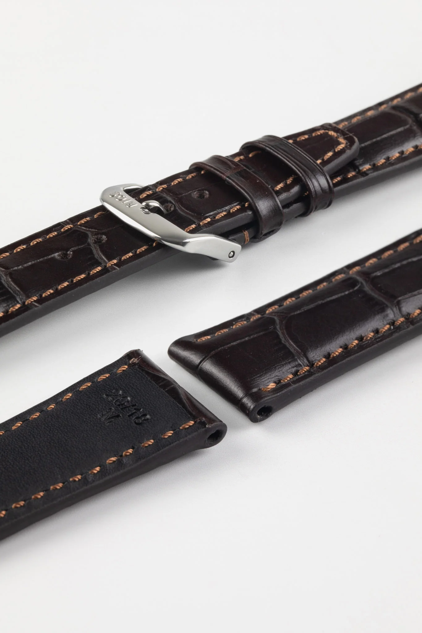 RIOS1931 DALLAS Alligator-Embossed Leather Watch Strap in MOCHA - Image 7