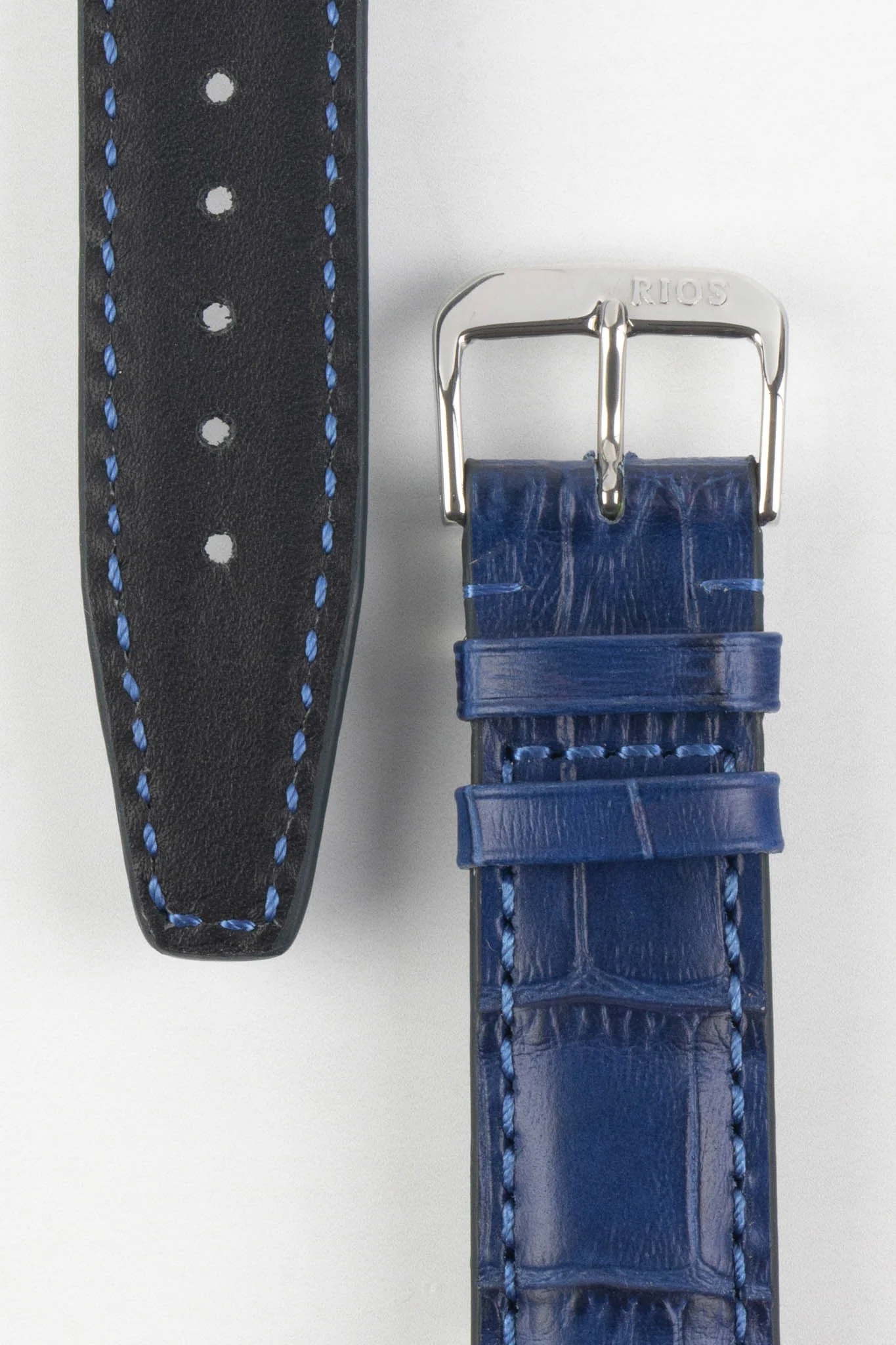 RIOS1931 DALLAS Alligator-Embossed Leather Watch Strap in NAVY BLUE - Image 3