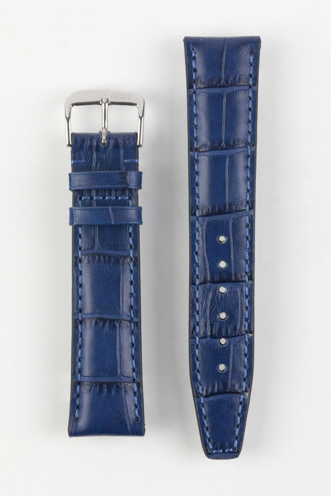 RIOS1931 DALLAS Alligator-Embossed Leather Watch Strap in NAVY BLUE - Image 7