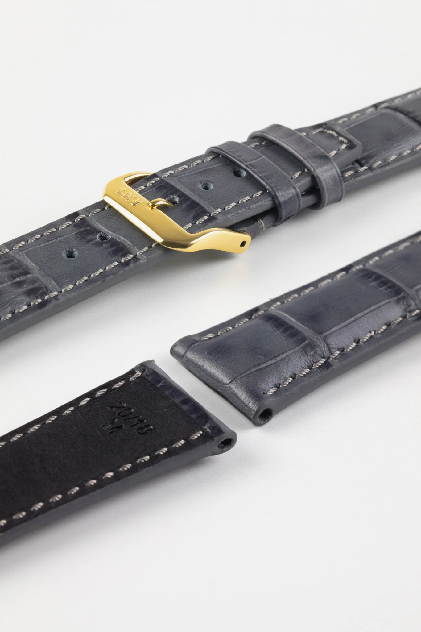 RIOS1931 DALLAS Alligator-Embossed Leather Watch Strap in STONE GREY - Image 8