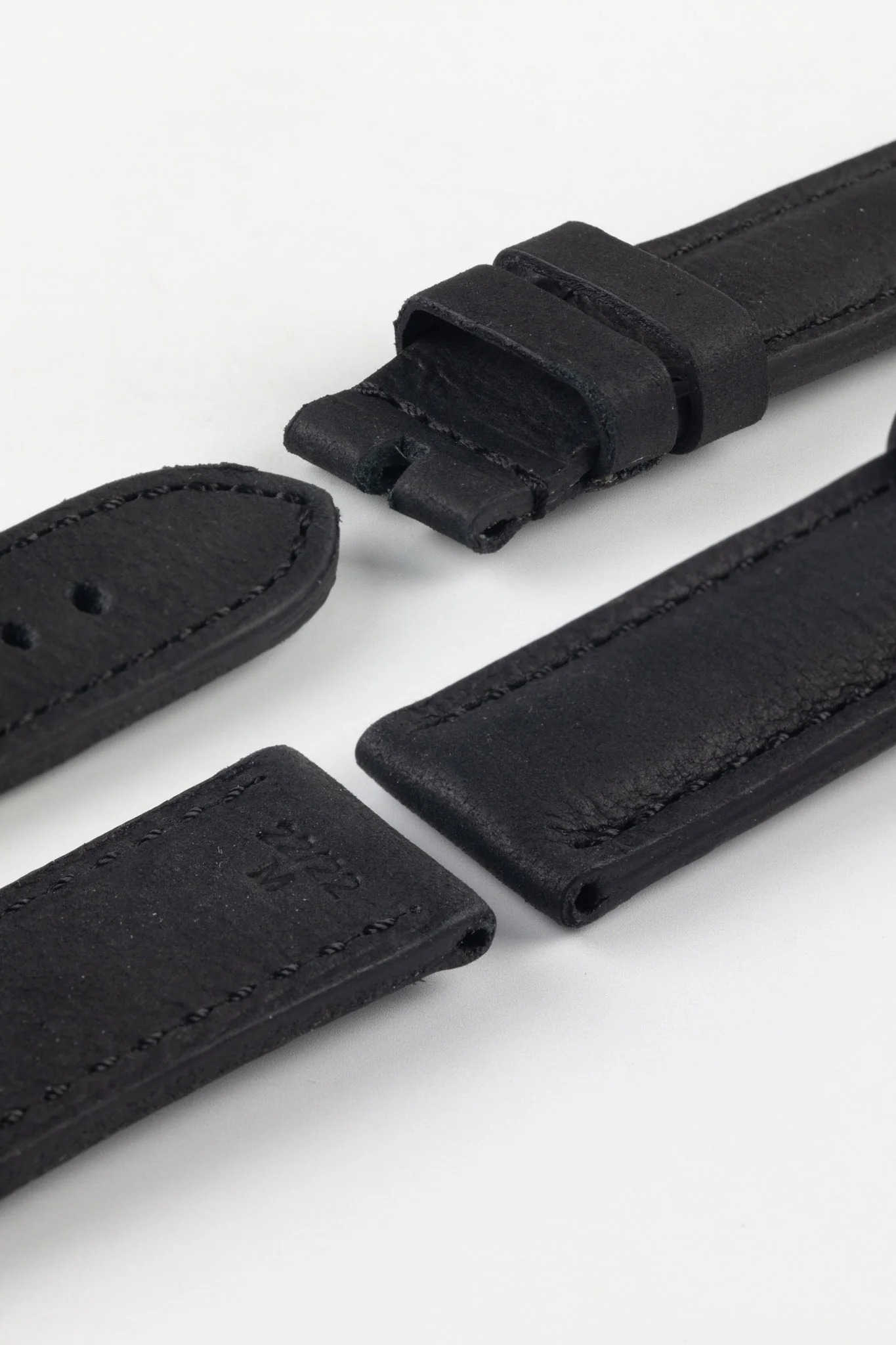 RIOS1931 DERBY Genuine Vintage Leather Watch Strap in BLACK - Image 12