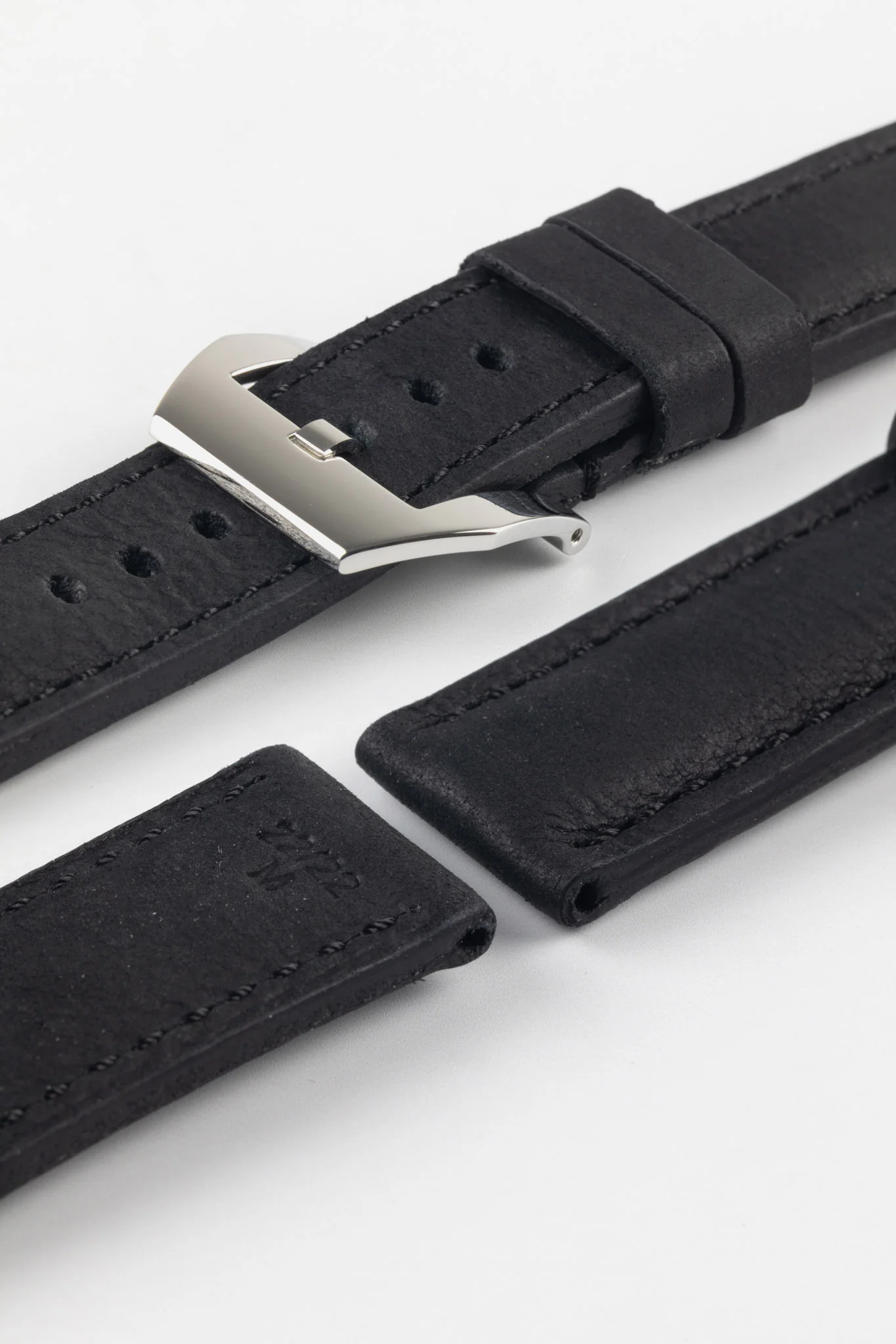 RIOS1931 DERBY Genuine Vintage Leather Watch Strap in BLACK - Image 15