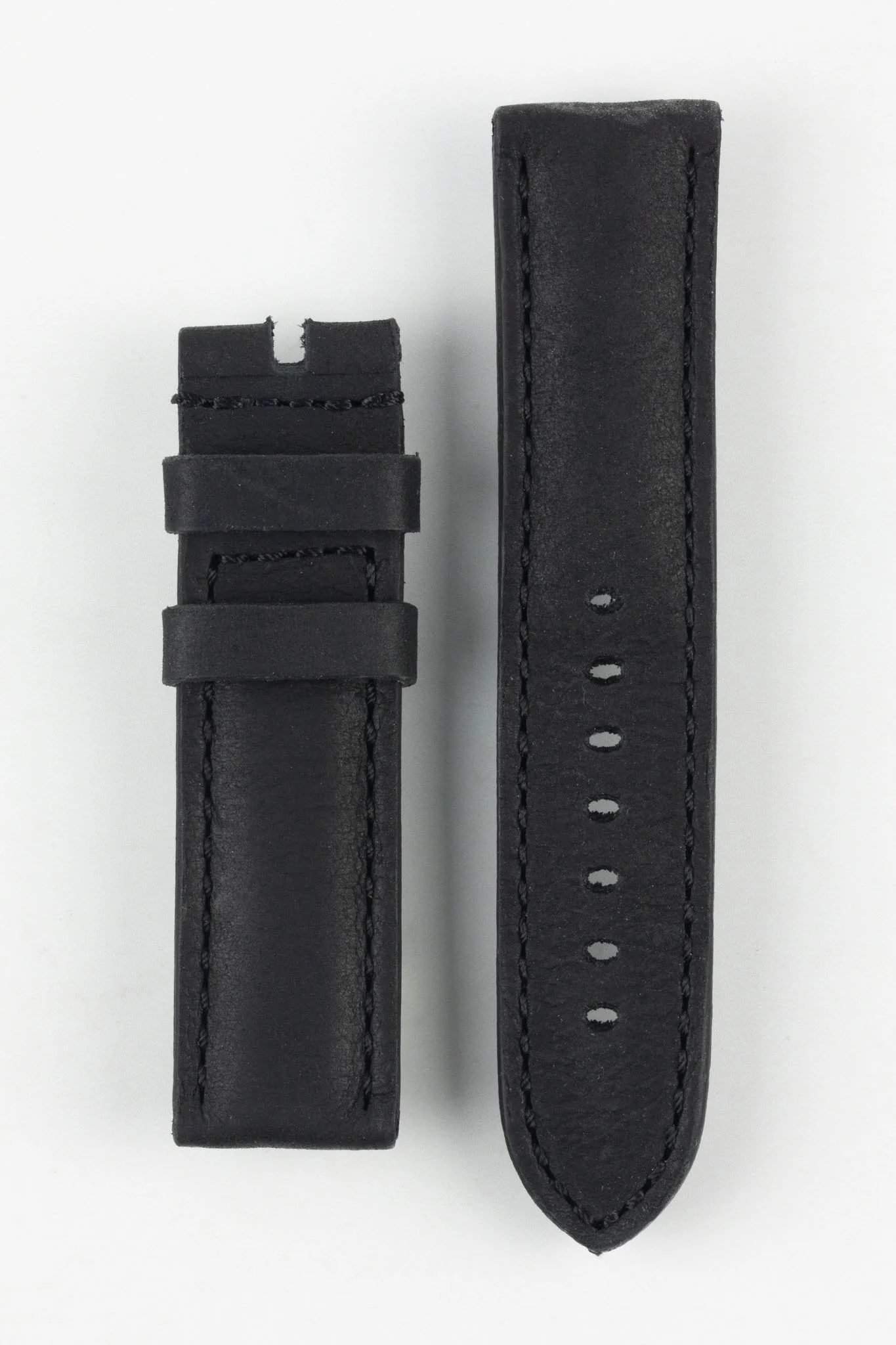 RIOS1931 DERBY Genuine Vintage Leather Watch Strap in BLACK - Image 17