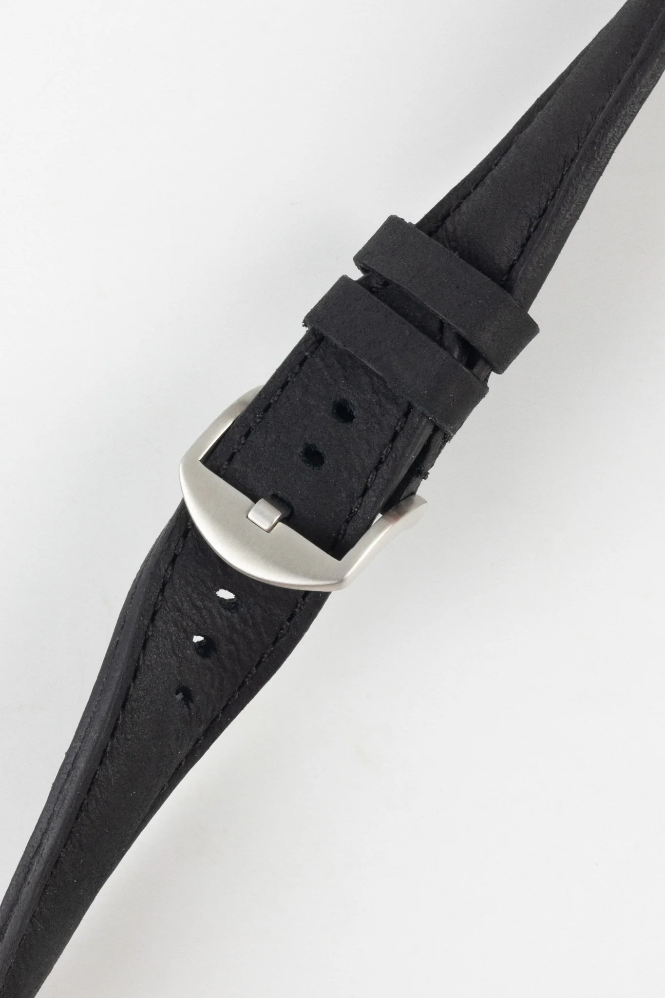 RIOS1931 DERBY Genuine Vintage Leather Watch Strap in BLACK - Image 5