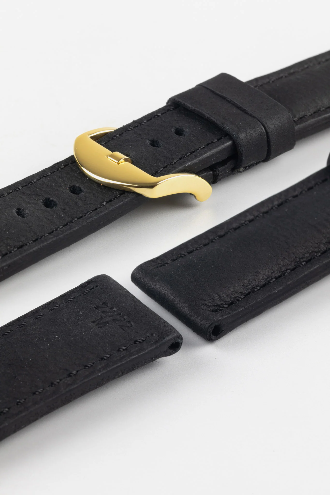 RIOS1931 DERBY Genuine Vintage Leather Watch Strap in BLACK - Image 9
