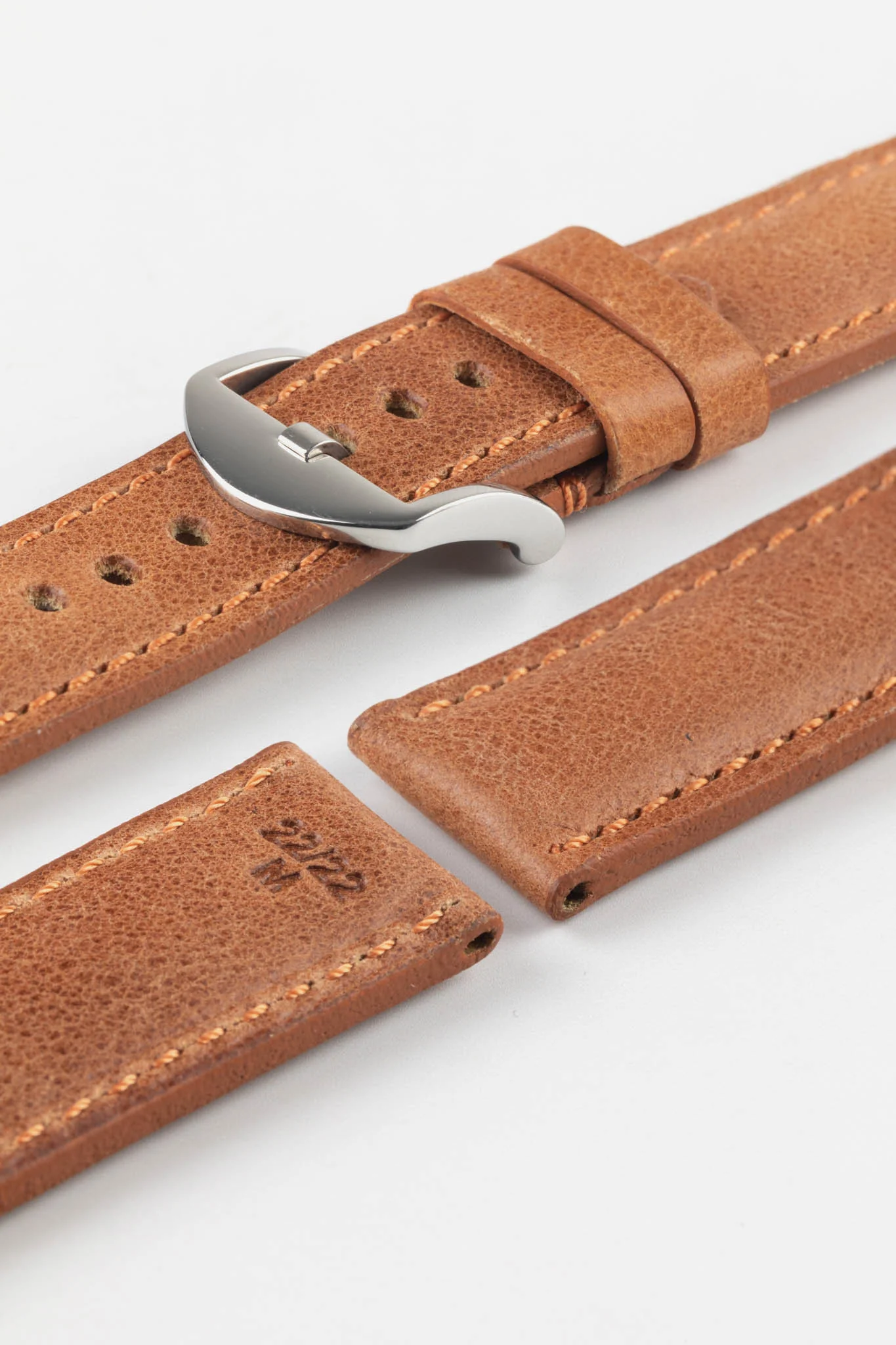 RIOS1931 DERBY Genuine Vintage Leather Watch Strap in COGNAC - Image 11