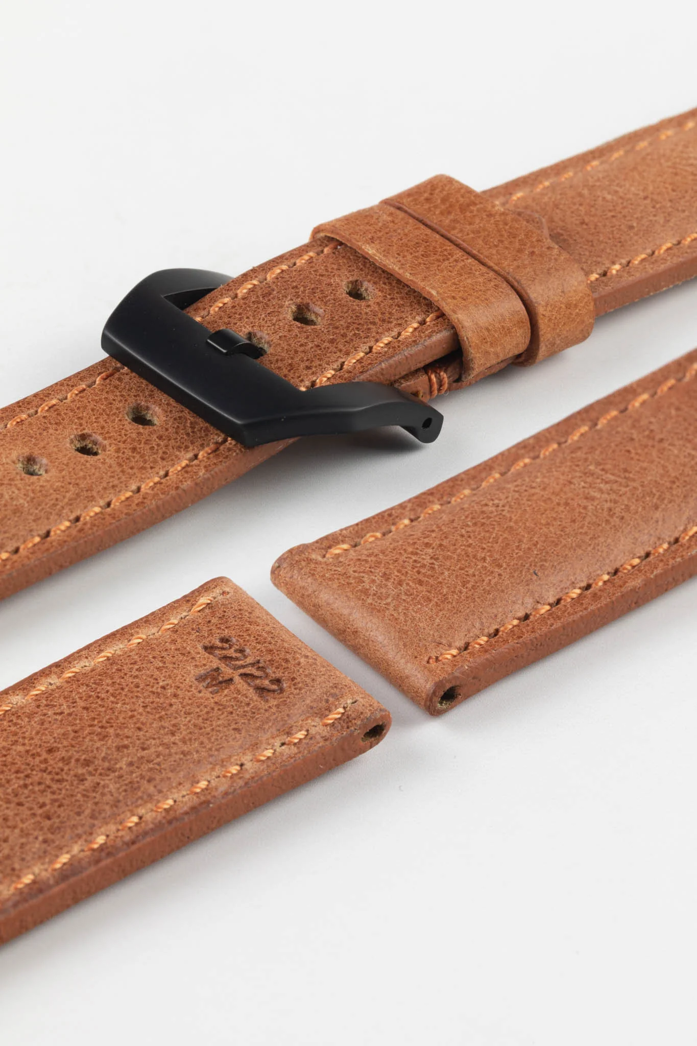 RIOS1931 DERBY Genuine Vintage Leather Watch Strap in COGNAC - Image 13