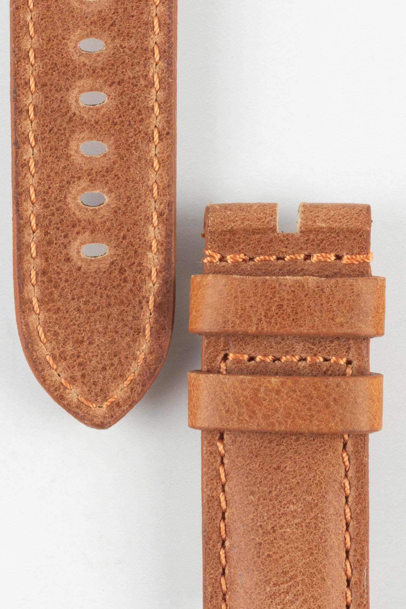 RIOS1931 DERBY Genuine Vintage Leather Watch Strap in COGNAC - Image 3