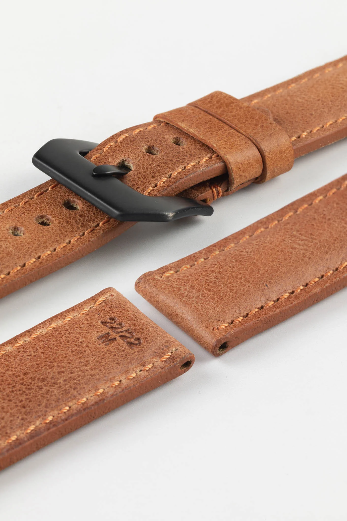 RIOS1931 DERBY Genuine Vintage Leather Watch Strap in COGNAC - Image 6