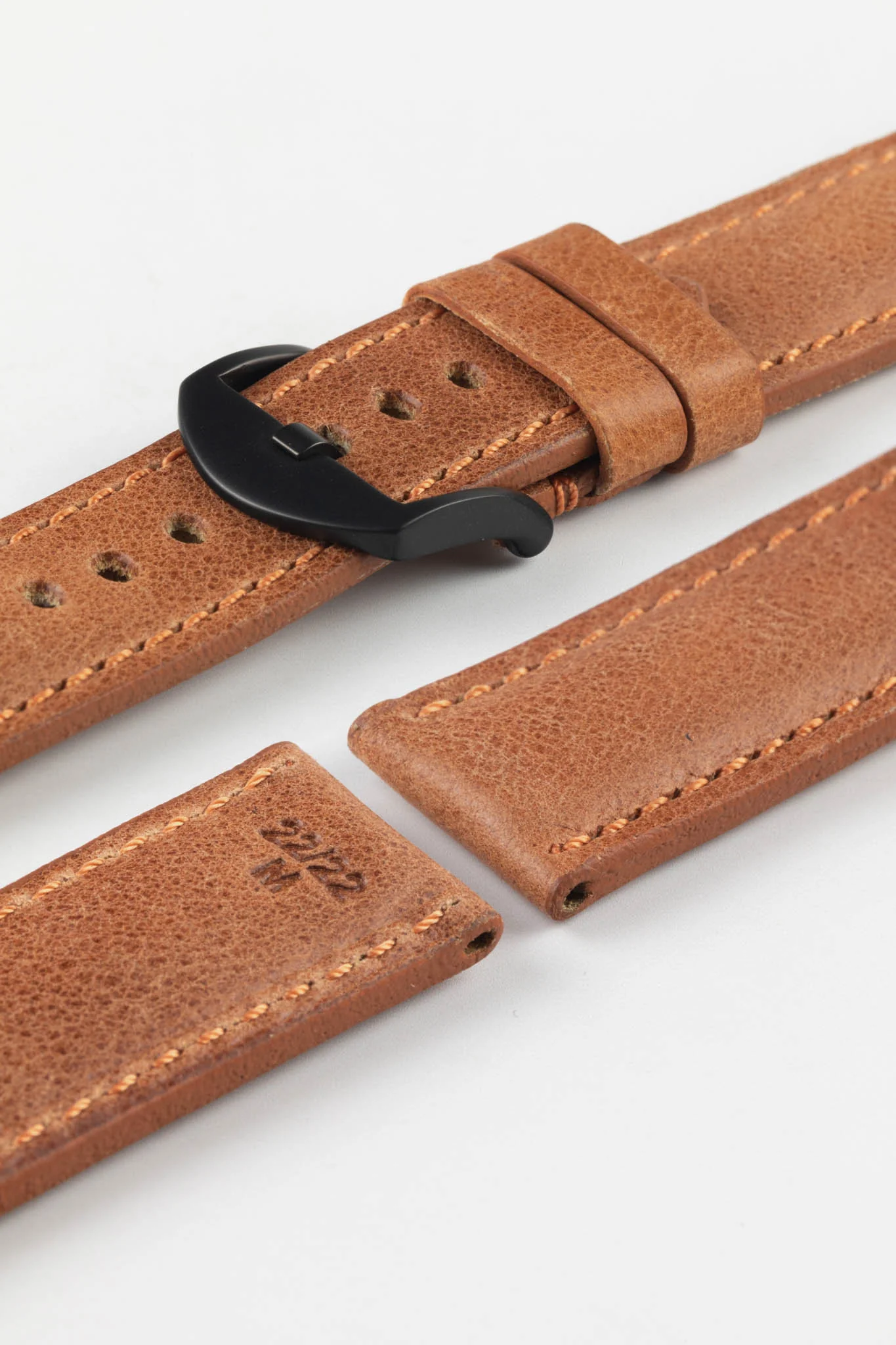 RIOS1931 DERBY Genuine Vintage Leather Watch Strap in COGNAC - Image 8