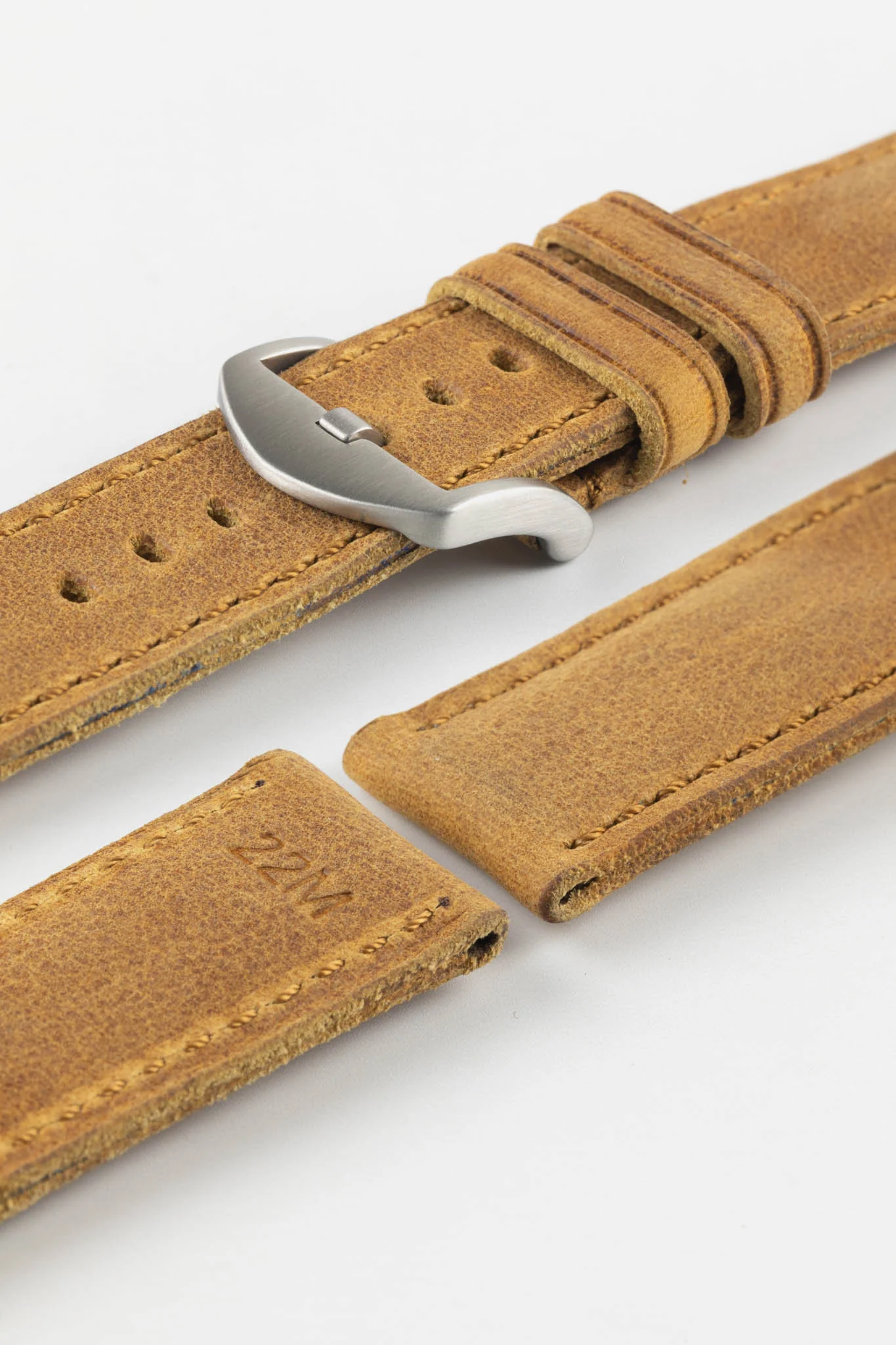 RIOS1931 DERBY Genuine Vintage Leather Watch Strap in HONEY - Image 10