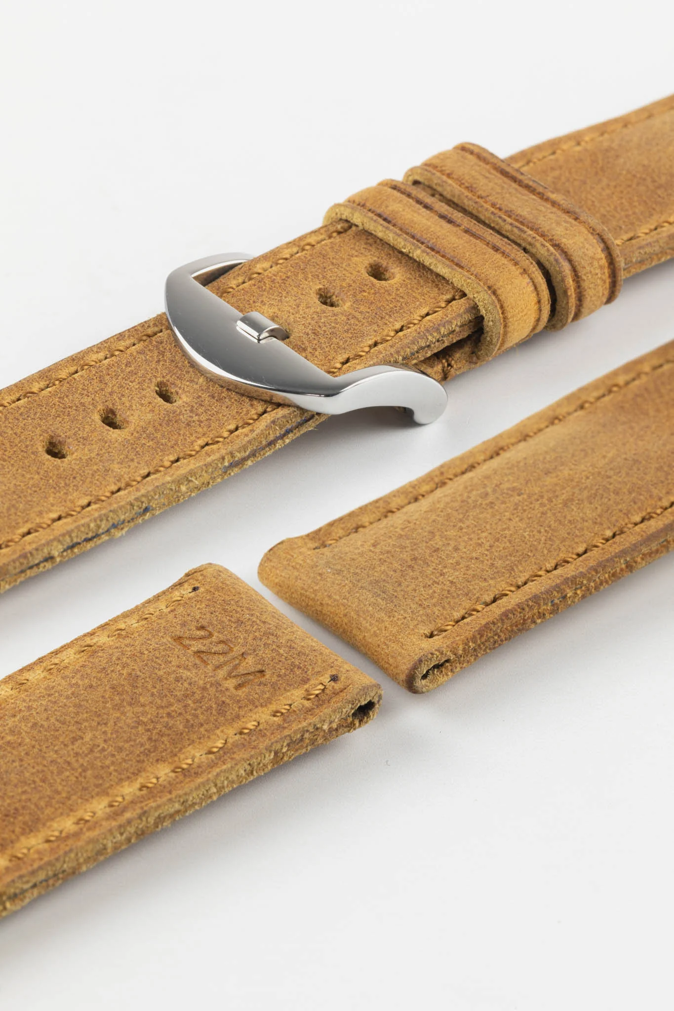 RIOS1931 DERBY Genuine Vintage Leather Watch Strap in HONEY - Image 11