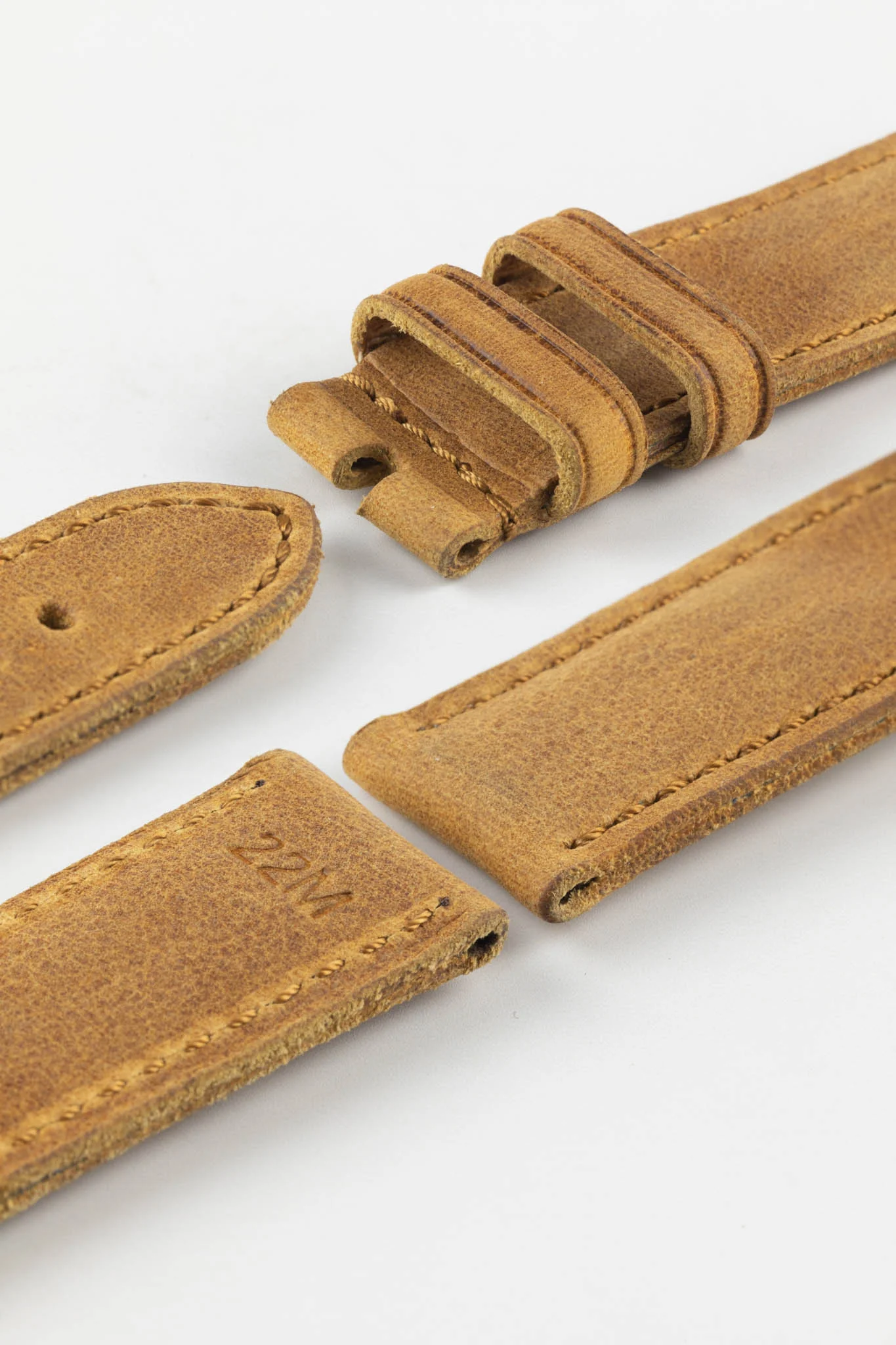 RIOS1931 DERBY Genuine Vintage Leather Watch Strap in HONEY - Image 12