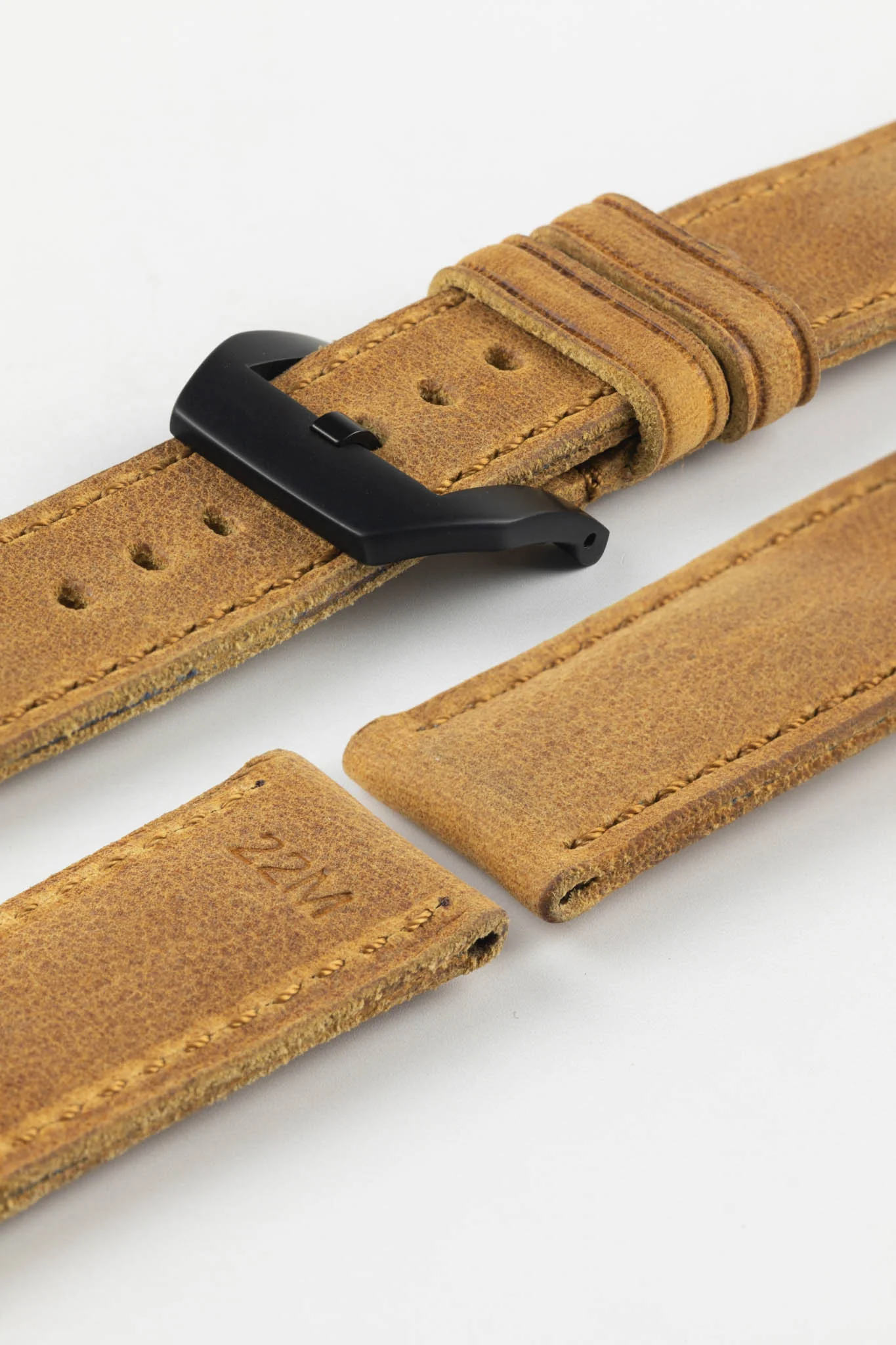 RIOS1931 DERBY Genuine Vintage Leather Watch Strap in HONEY - Image 13