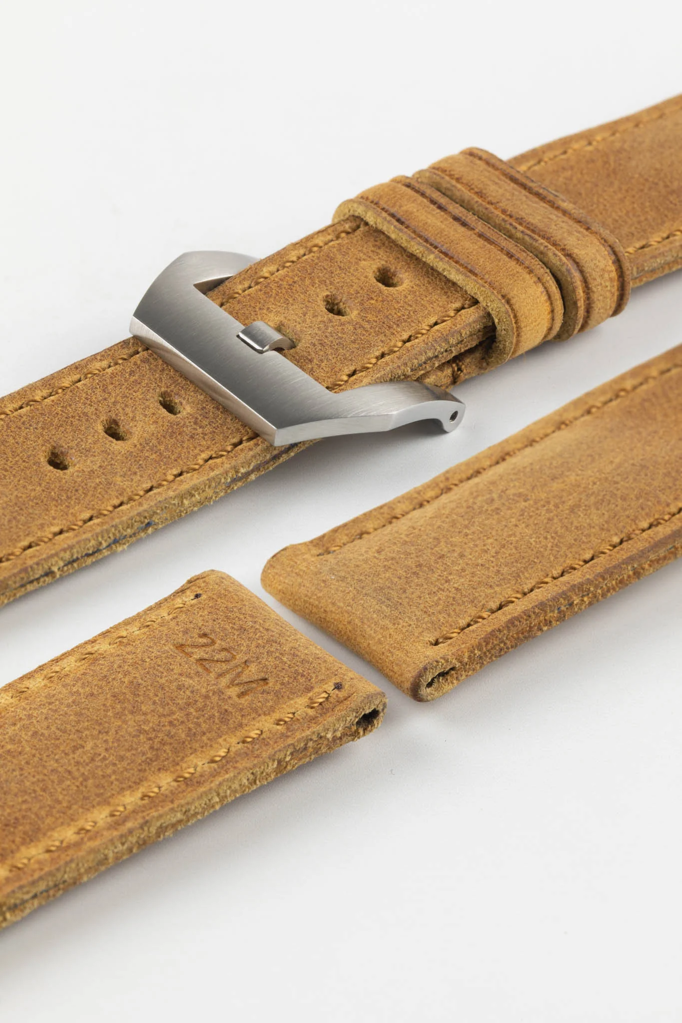 RIOS1931 DERBY Genuine Vintage Leather Watch Strap in HONEY - Image 14