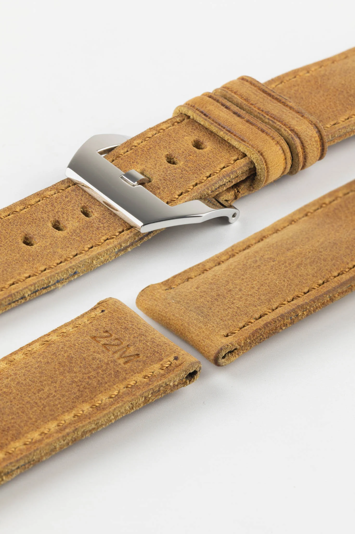 RIOS1931 DERBY Genuine Vintage Leather Watch Strap in HONEY - Image 15