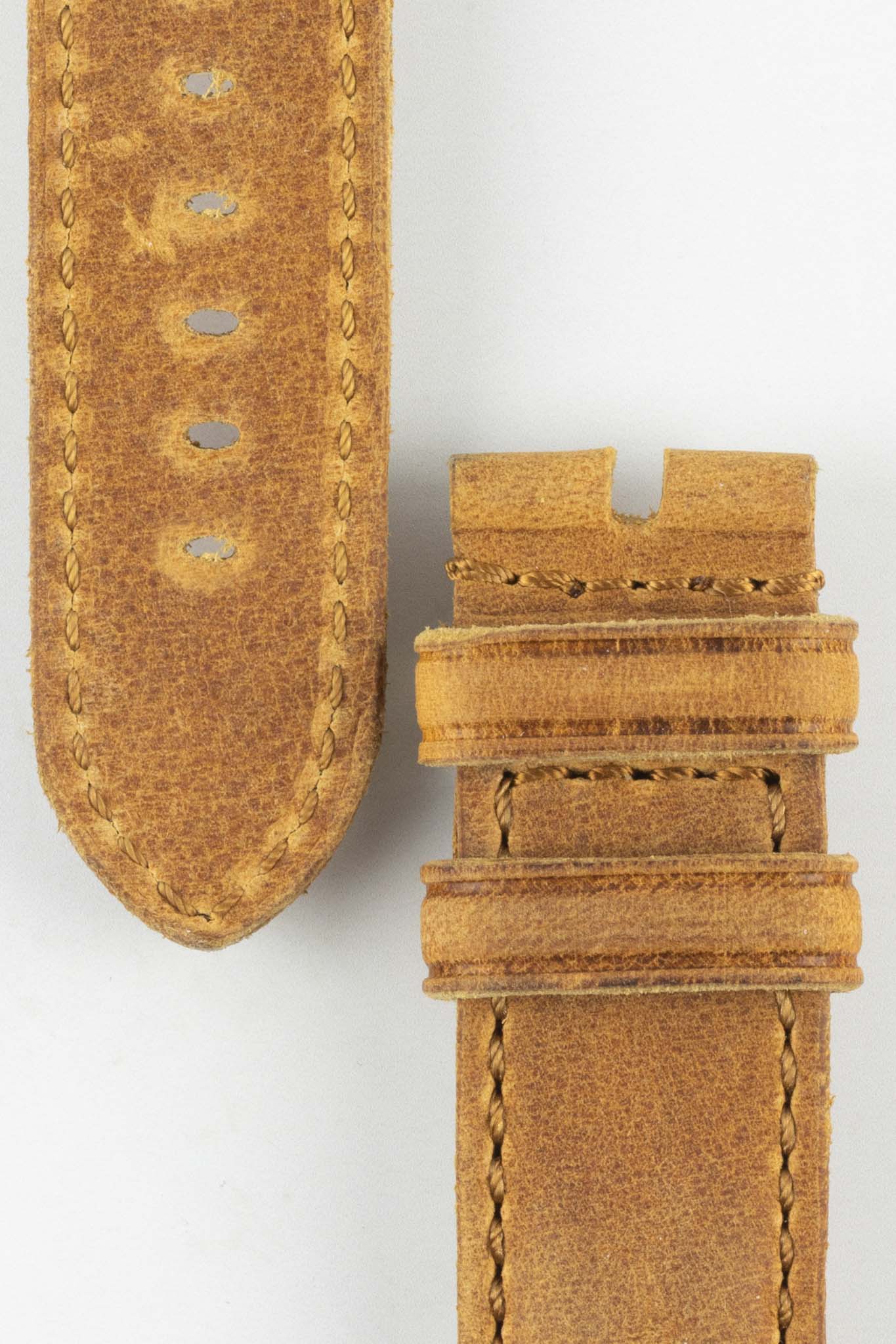 RIOS1931 DERBY Genuine Vintage Leather Watch Strap in HONEY - Image 3