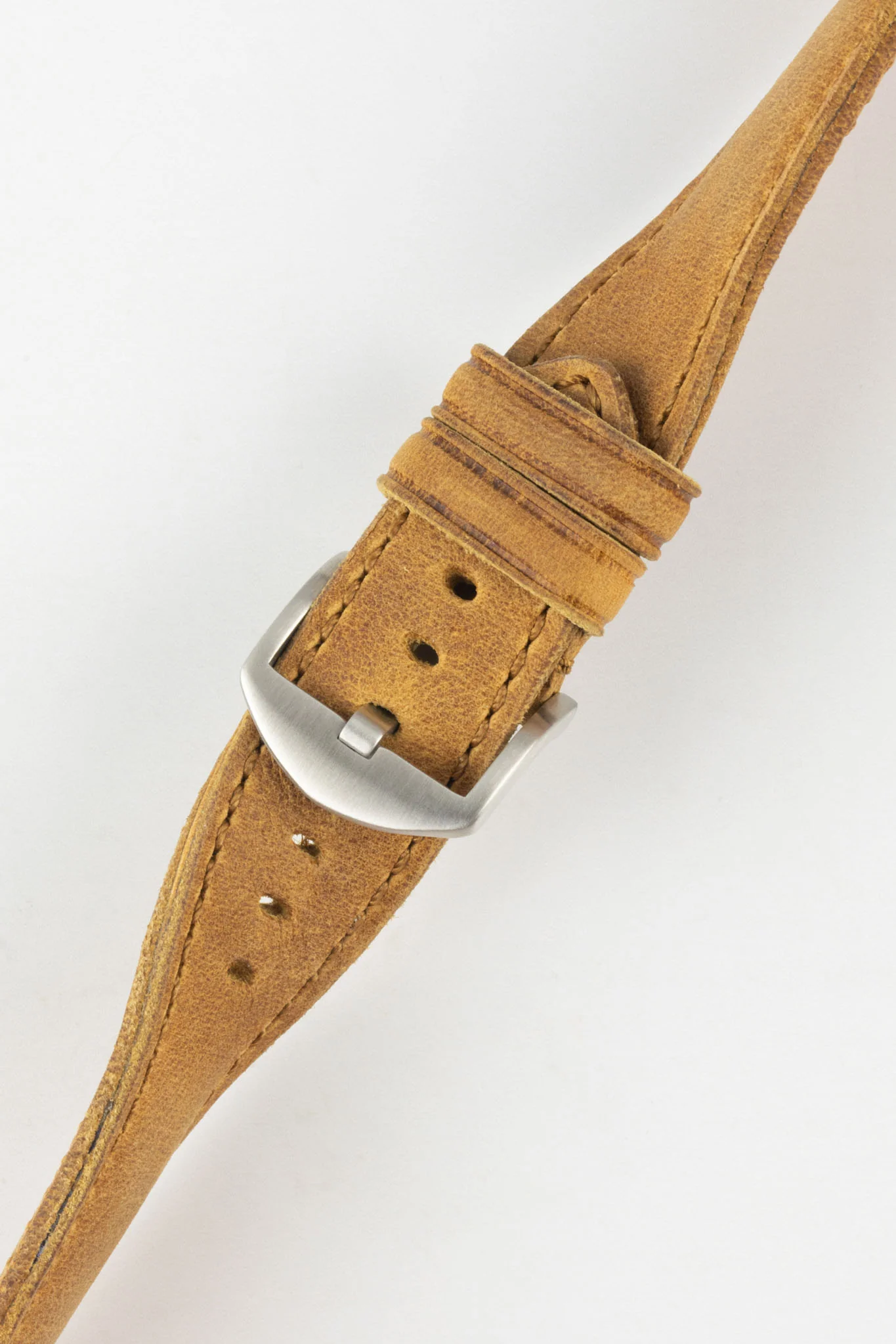RIOS1931 DERBY Genuine Vintage Leather Watch Strap in HONEY - Image 5