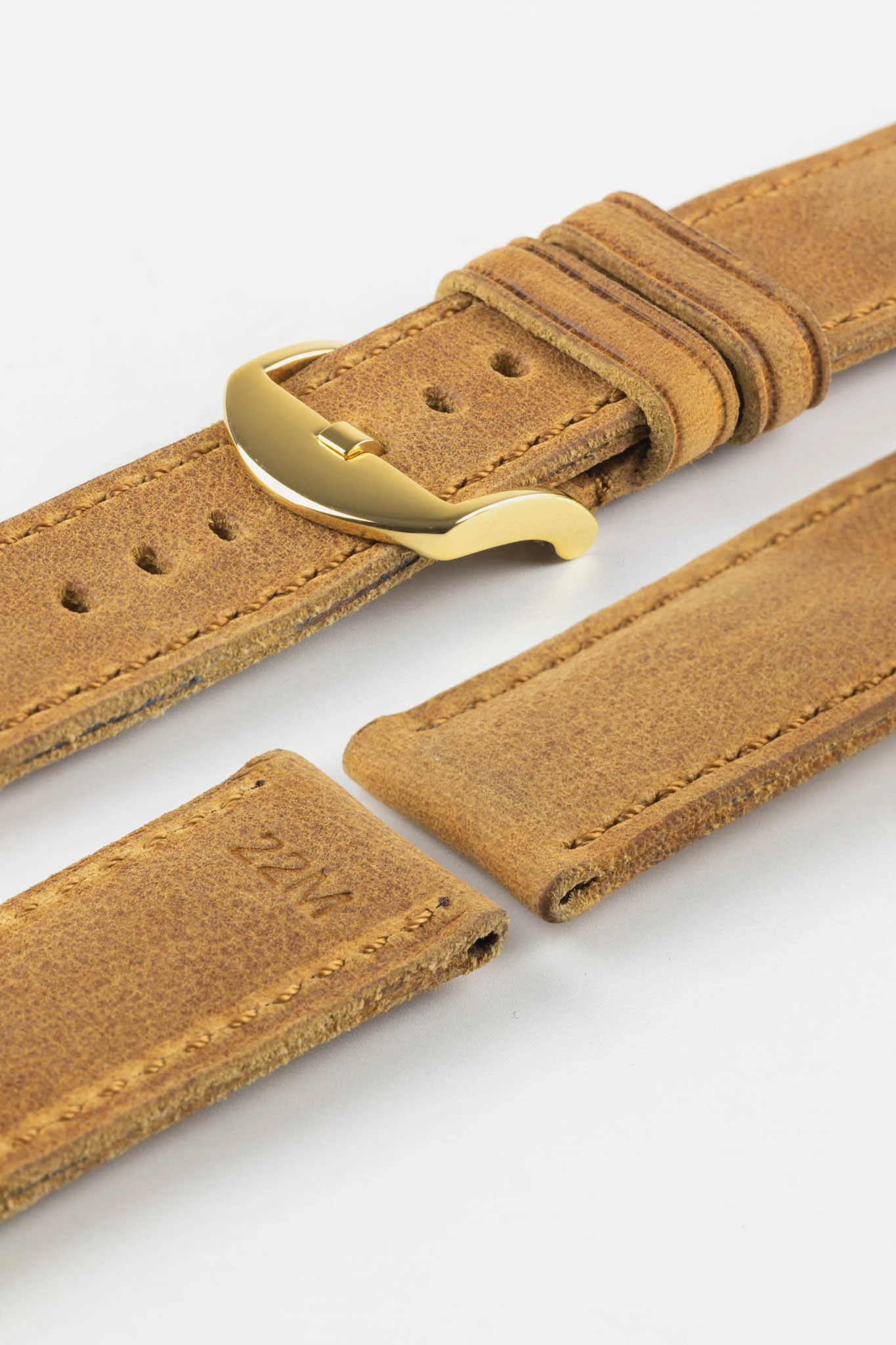 RIOS1931 DERBY Genuine Vintage Leather Watch Strap in HONEY - Image 9