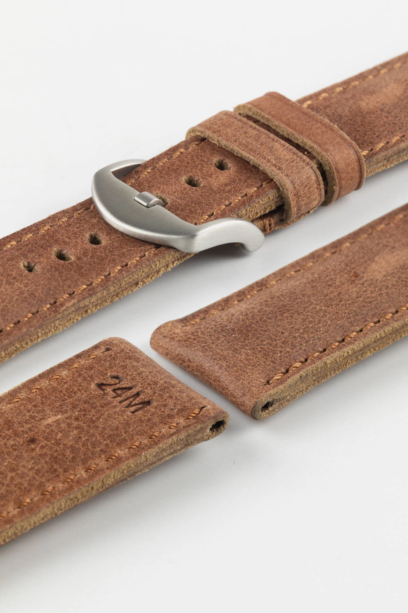 RIOS1931 DERBY Genuine Vintage Leather Watch Strap in MAHOGANY - Image 10