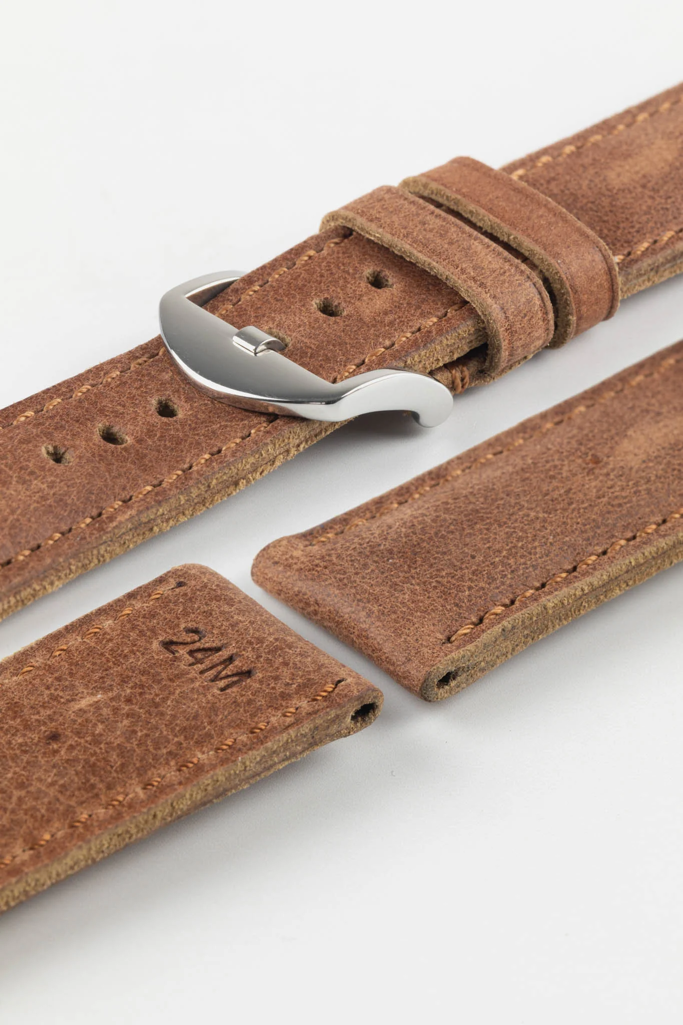 RIOS1931 DERBY Genuine Vintage Leather Watch Strap in MAHOGANY - Image 11