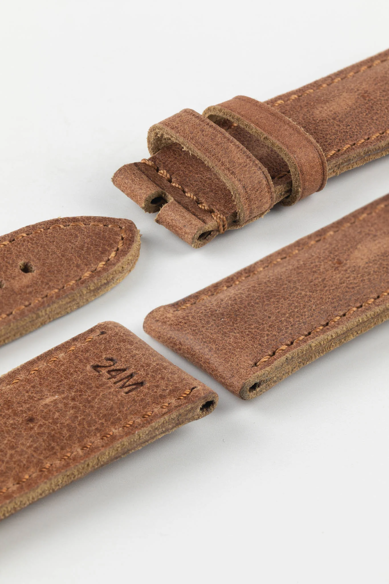 RIOS1931 DERBY Genuine Vintage Leather Watch Strap in MAHOGANY - Image 12
