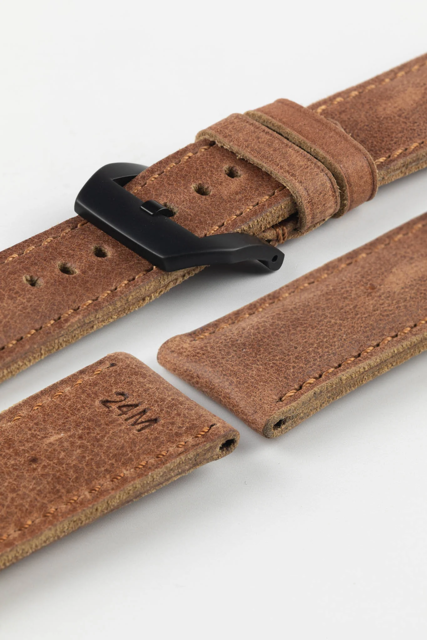 RIOS1931 DERBY Genuine Vintage Leather Watch Strap in MAHOGANY - Image 13