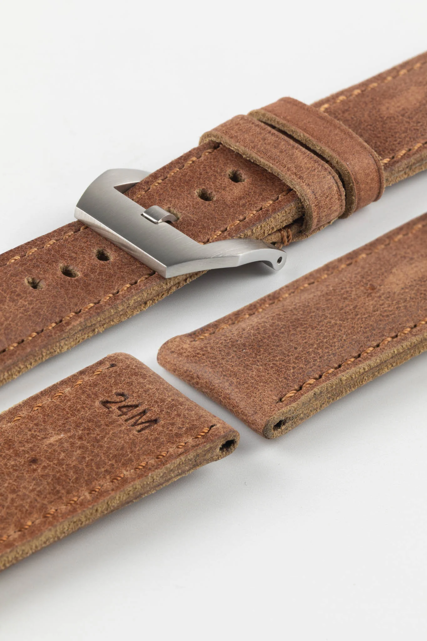 RIOS1931 DERBY Genuine Vintage Leather Watch Strap in MAHOGANY - Image 14