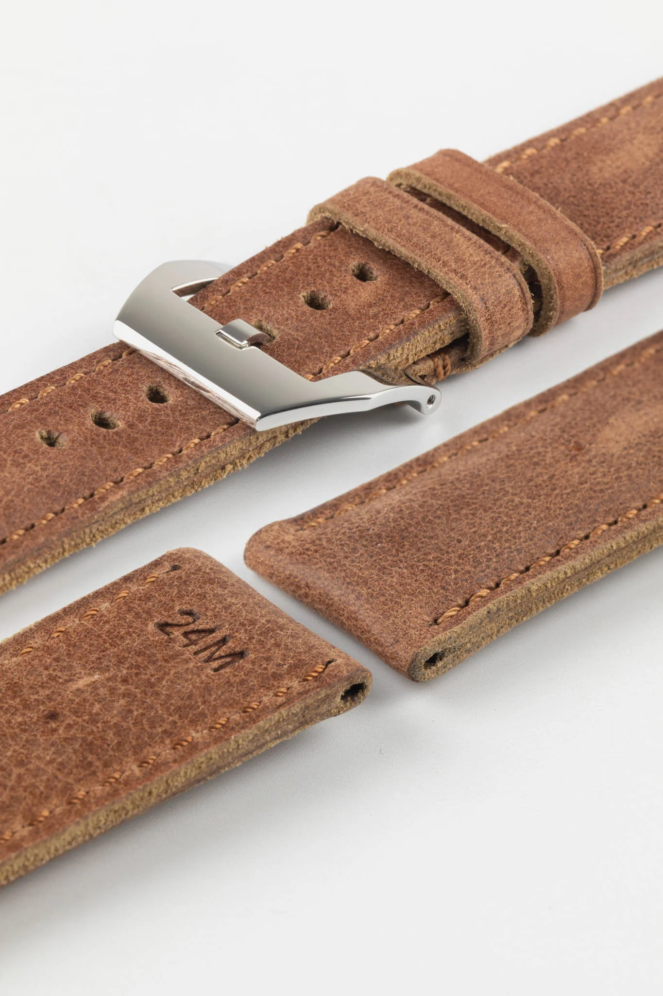 RIOS1931 DERBY Genuine Vintage Leather Watch Strap in MAHOGANY - Image 15